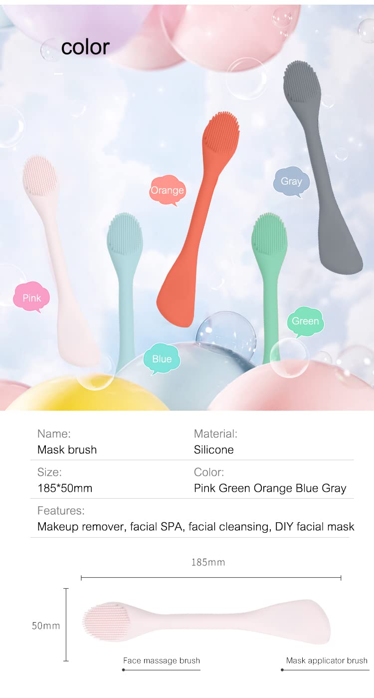 MobFest® Double-Sided Silicone Face Cleansing Brush & Massager with Spatula Stick - Gentle Exfoliation for Deep Pore Cleaning - Perfect for Daily Skincare & Makeup Removal Routine