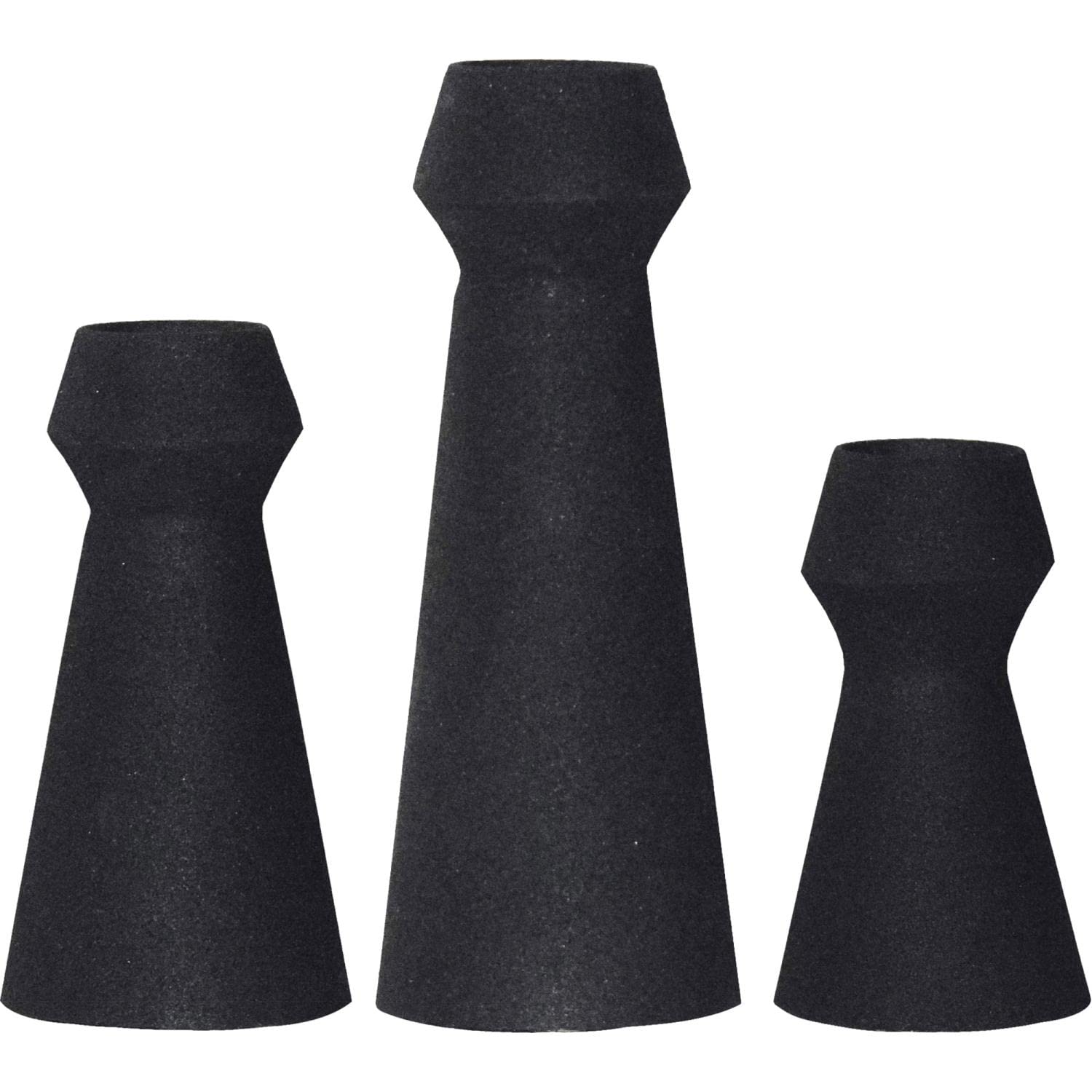 Renwil Granfeld Modern Iron Metal Decorative Vase Set of 3 - Black Contemporary Home Decor for Living Room, Dining Table, Office & Wedding Centerpiece