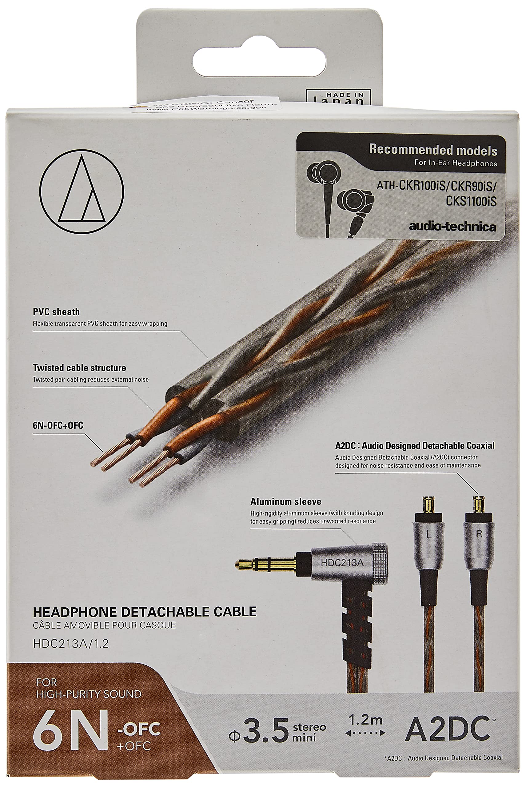 Audio-Technica HDC213A/1.2 Detachable 3.5mm Audiophile Headphone Cable for In-Ear Headphones - Premium Sound Upgrade for Music Lovers & Audiophiles