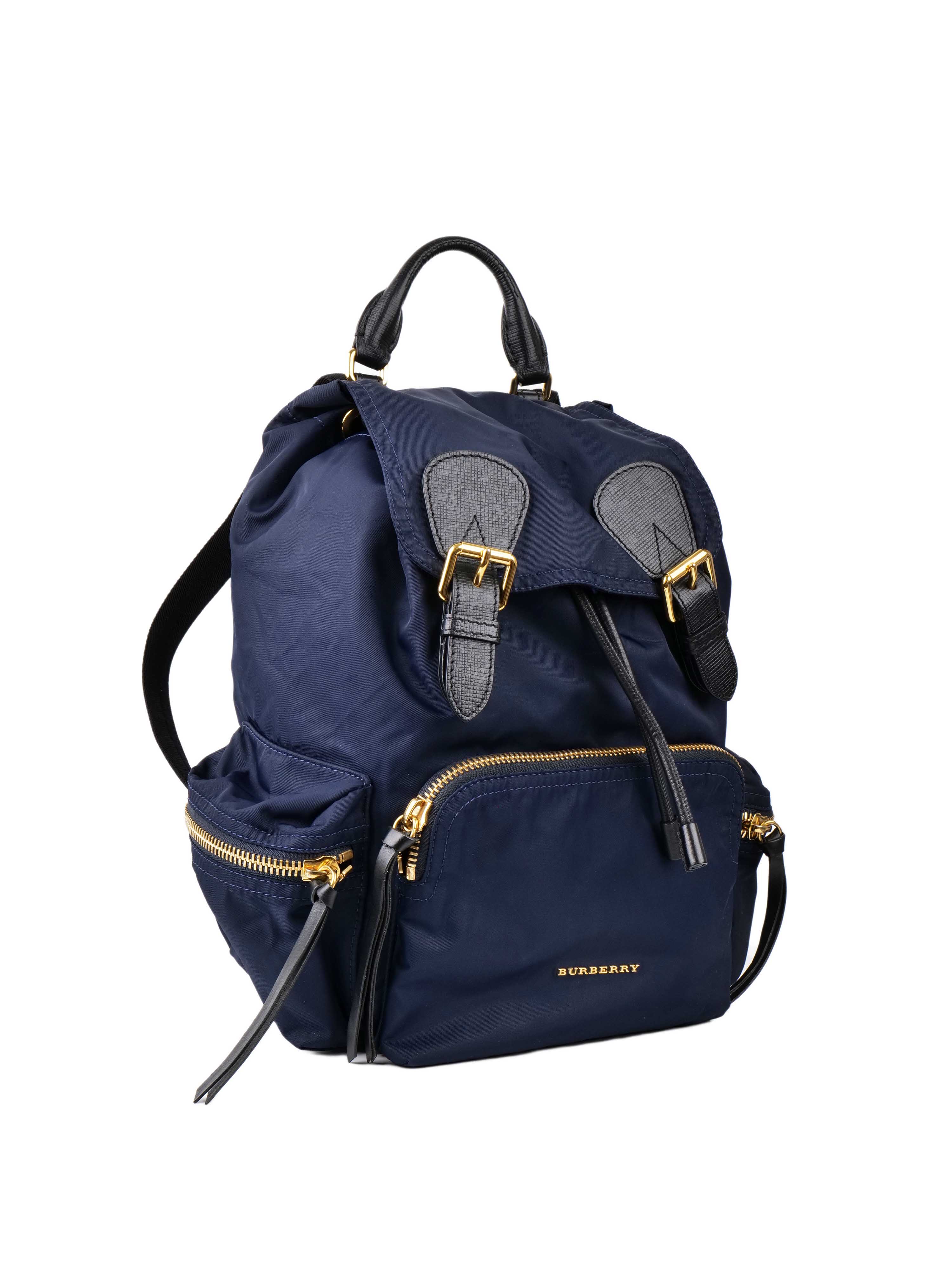Burberry Navy Nylon Backpack for Men & Women | Waterproof Travel Backpack | Stylish Laptop Bag for Work, School & Outdoor Adventures
