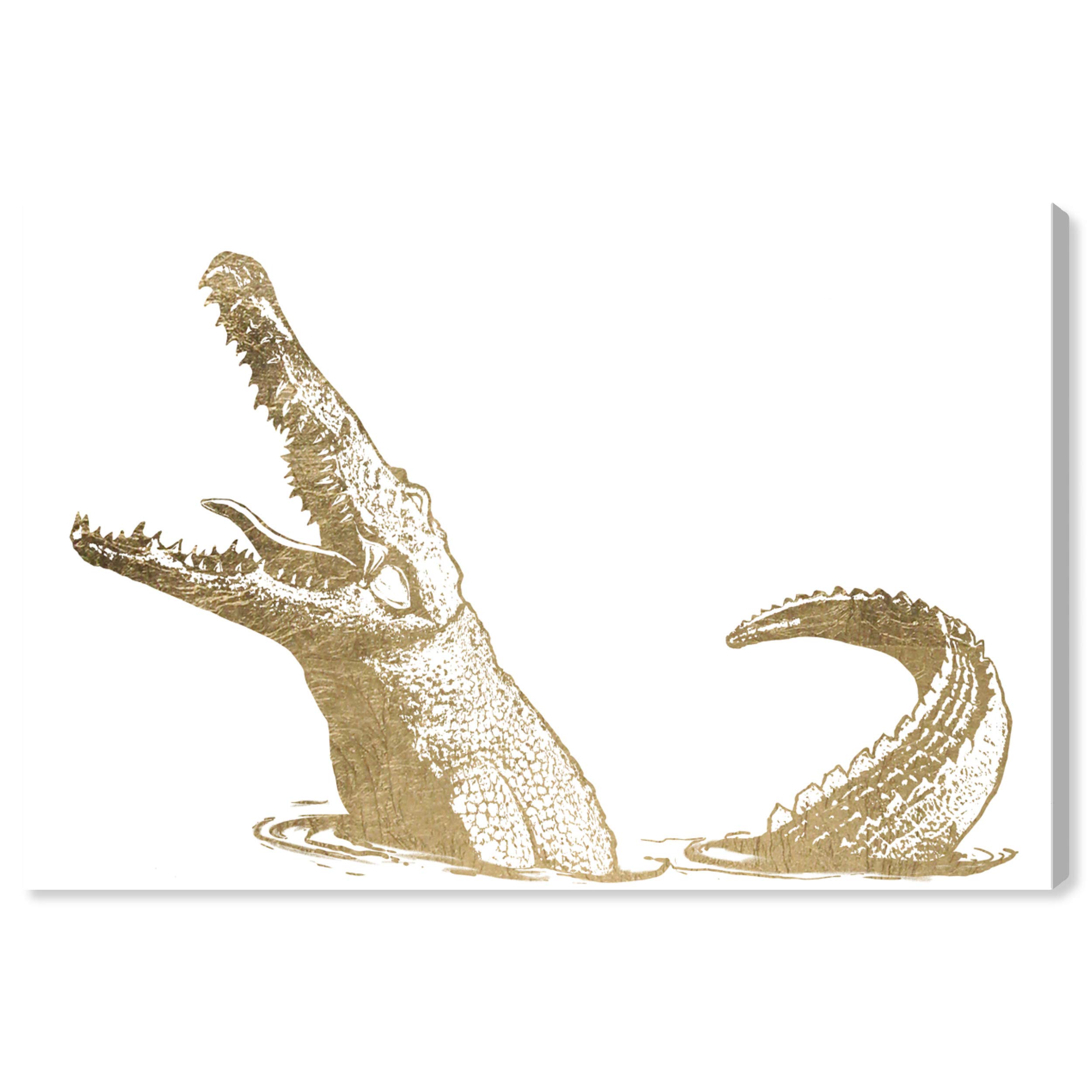 Aurea Croc Gold & White Animal Wall Art Canvas Print by Oliver Gal – 24
