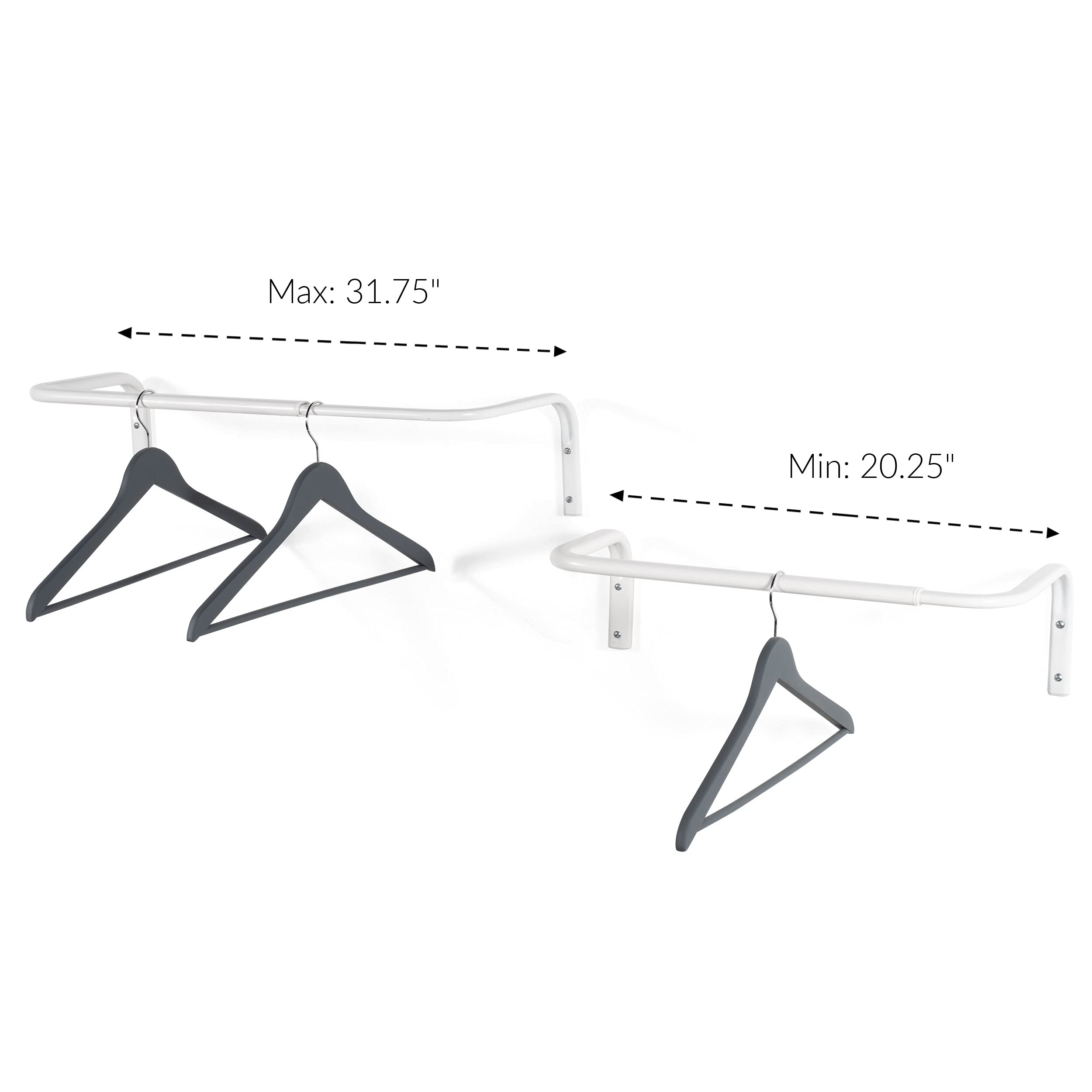 Brightmaison Sofia Adjustable Wall Mount Clothes Rack - Steel Laundry Organizer & Closet Storage Solution for Bedroom, Closet, or Dorm Room Organization