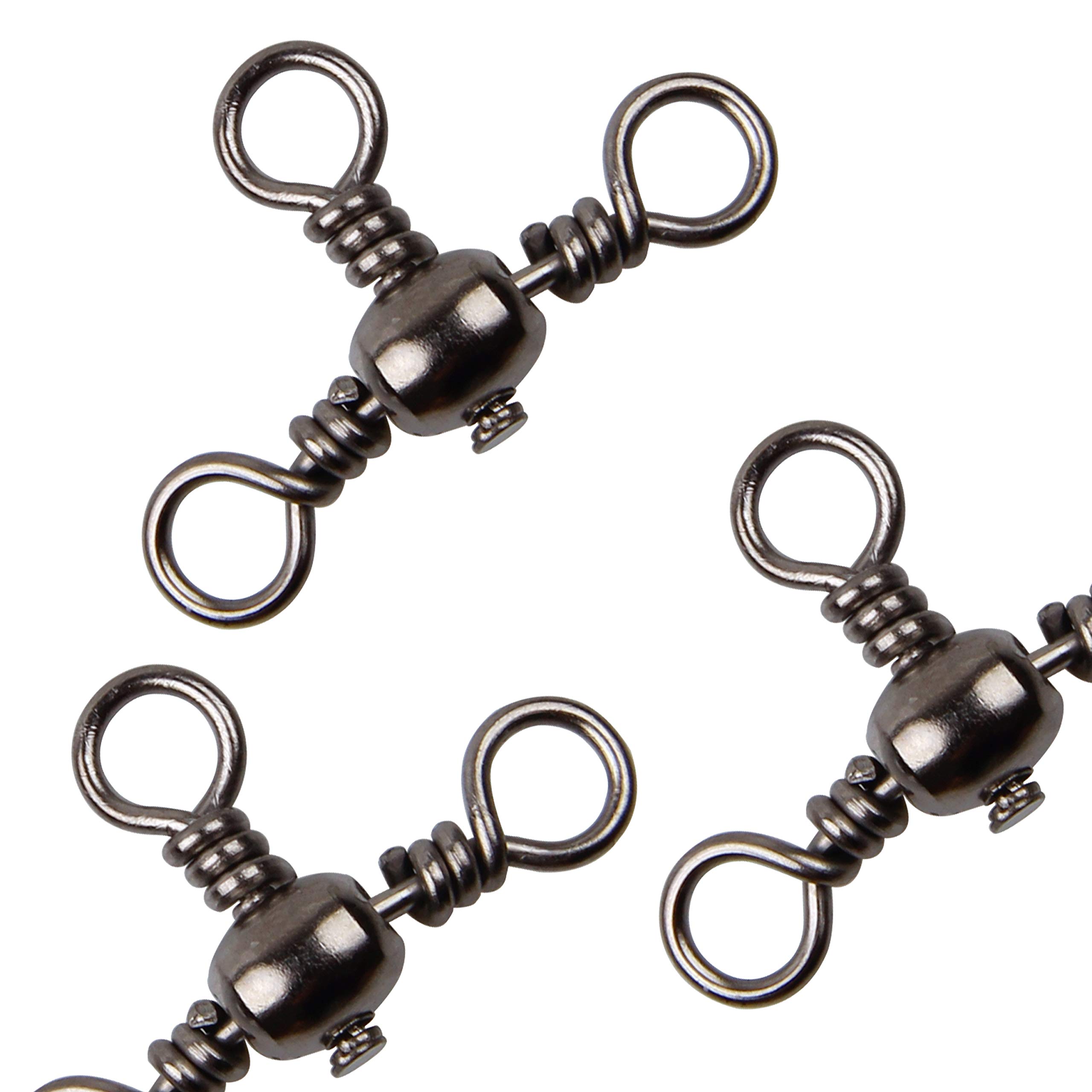 AGOOL 3 Way Fishing Swivels - 50/100pcs High Strength T-Shaped Barrel Swivel with Stainless Steel & Copper Construction for Saltwater & Freshwater Fishing - Ideal for Trolling, Bottom Fishing & Live Bait Rigs