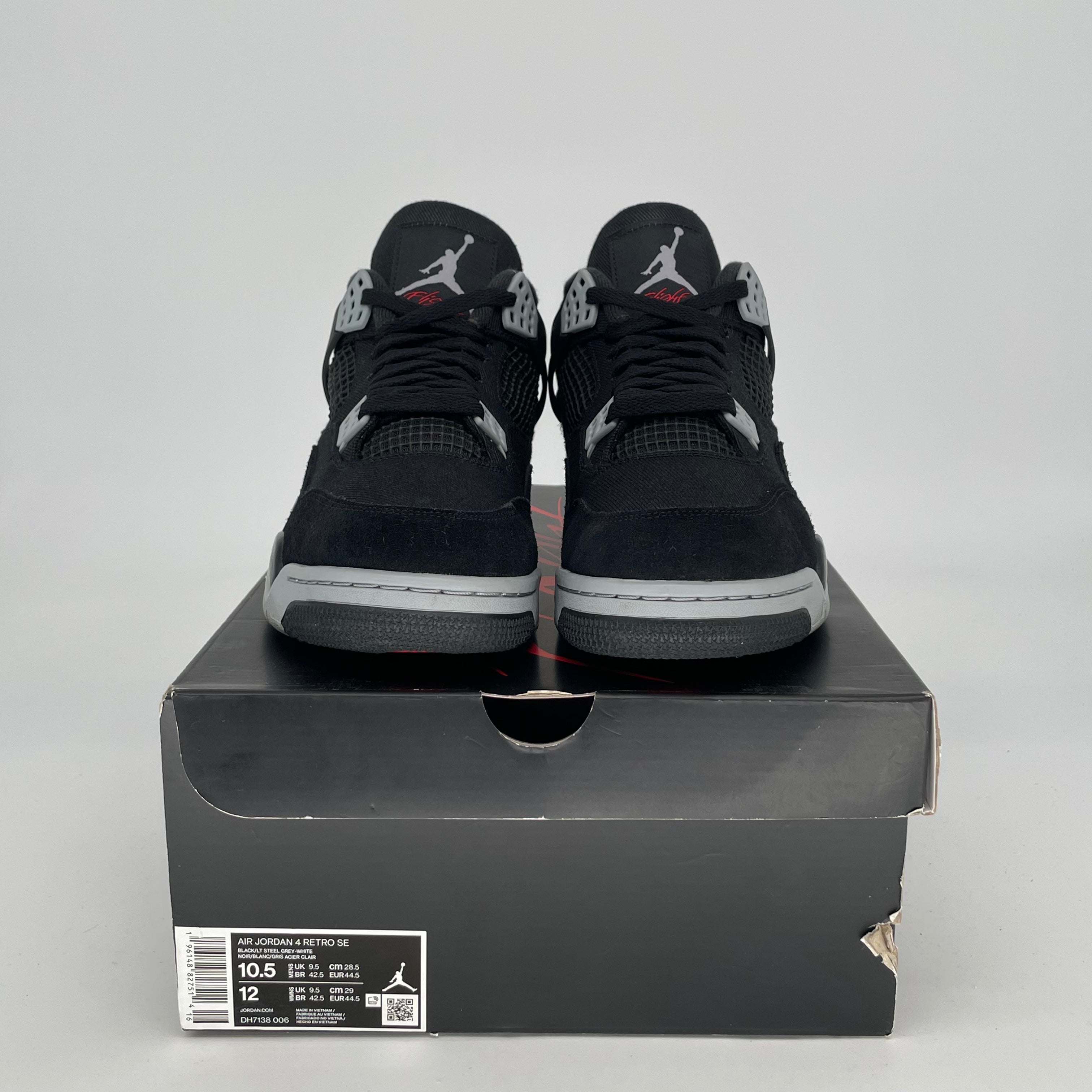 AIR JORDAN 4 Black Canvas Men's Basketball Shoes - Size 10.5/12W (DH7138-006) | Retro Sneakers for Streetwear & Casual Outfits