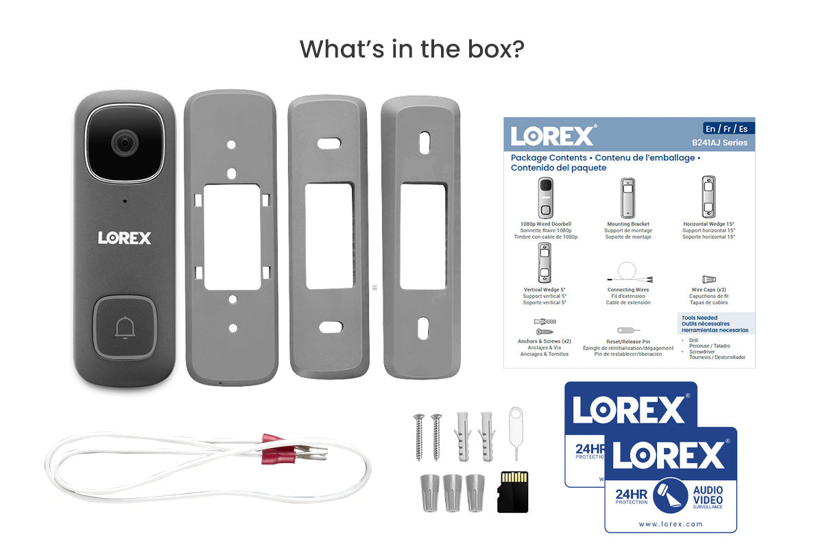 Lorex 1080p HD Wired Video Doorbell Camera with Night Vision - Open Box | Smart Home Security for Front Door Monitoring & Package Protection