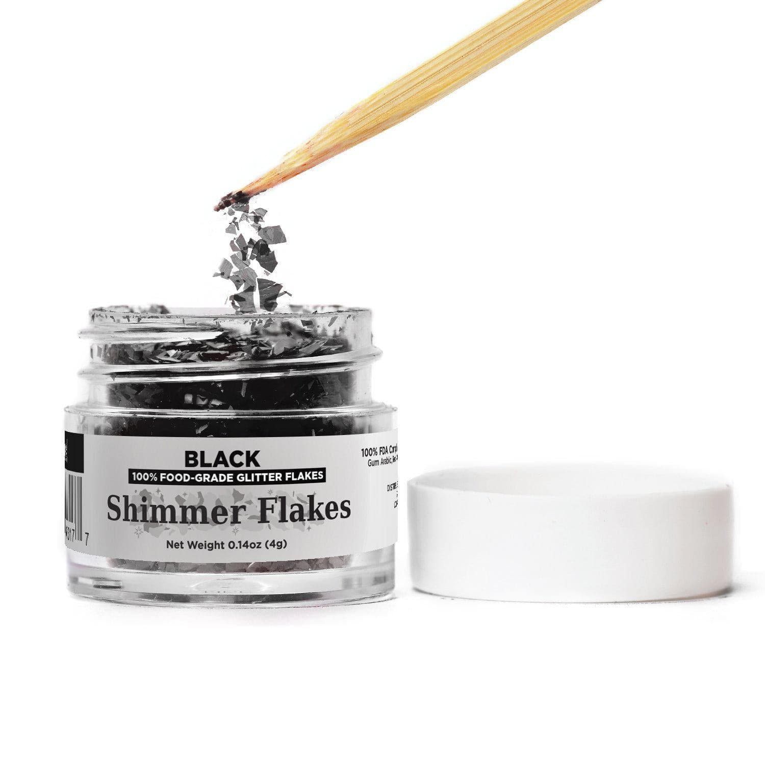Premium Black Edible Glitter Flakes - 4g Jar for Cake Decorating, Cupcakes & DIY Crafts - Food Safe Sparkle Dust for Baking & Party Treats