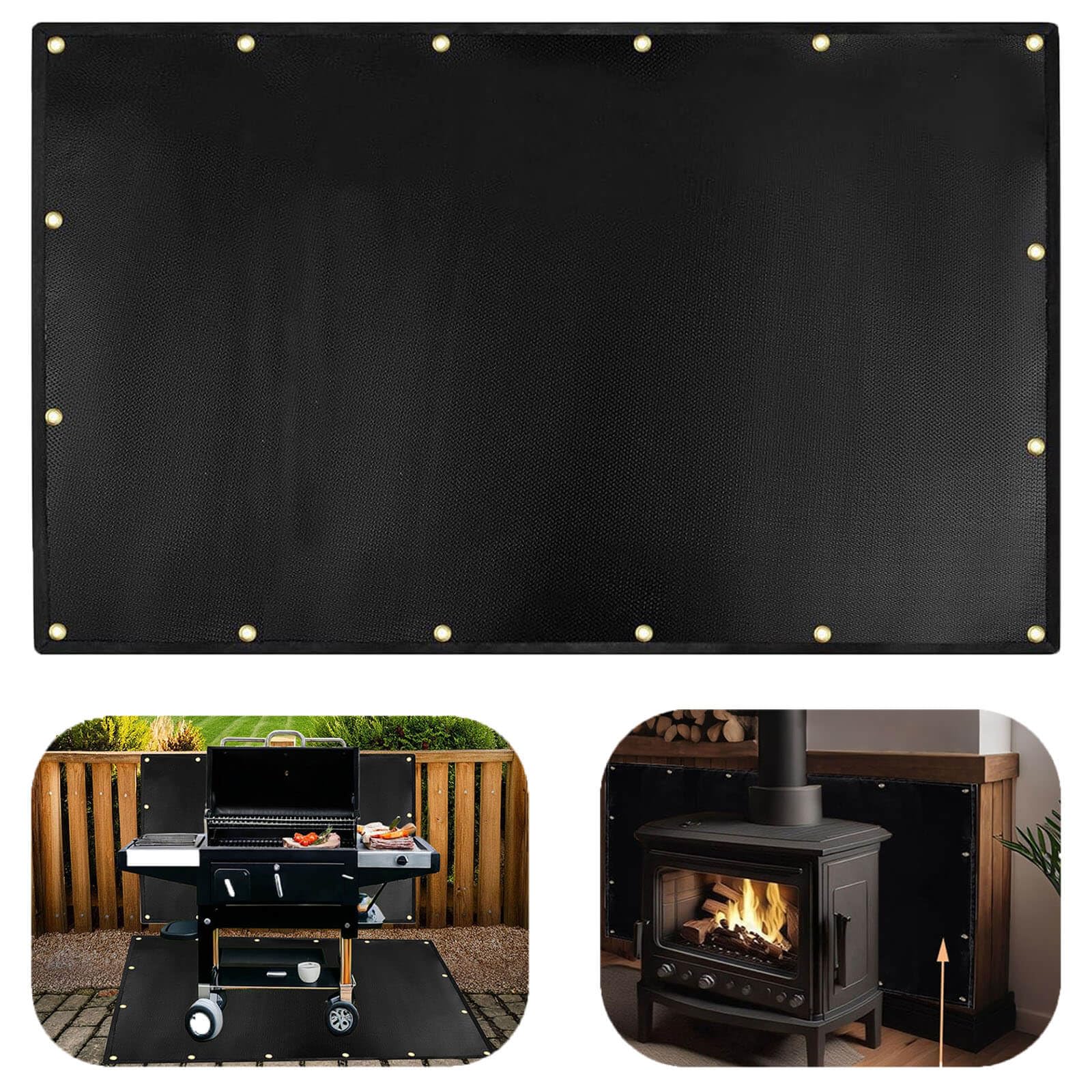 3' x 5' Fireproof Grill Heat Shield - Wall Protector for BBQ, Stove & Outdoor Cooking - Deck Fence Railing Guard - Durable Heat Resistant Mat for Backyard, Patio & Camping Grilling