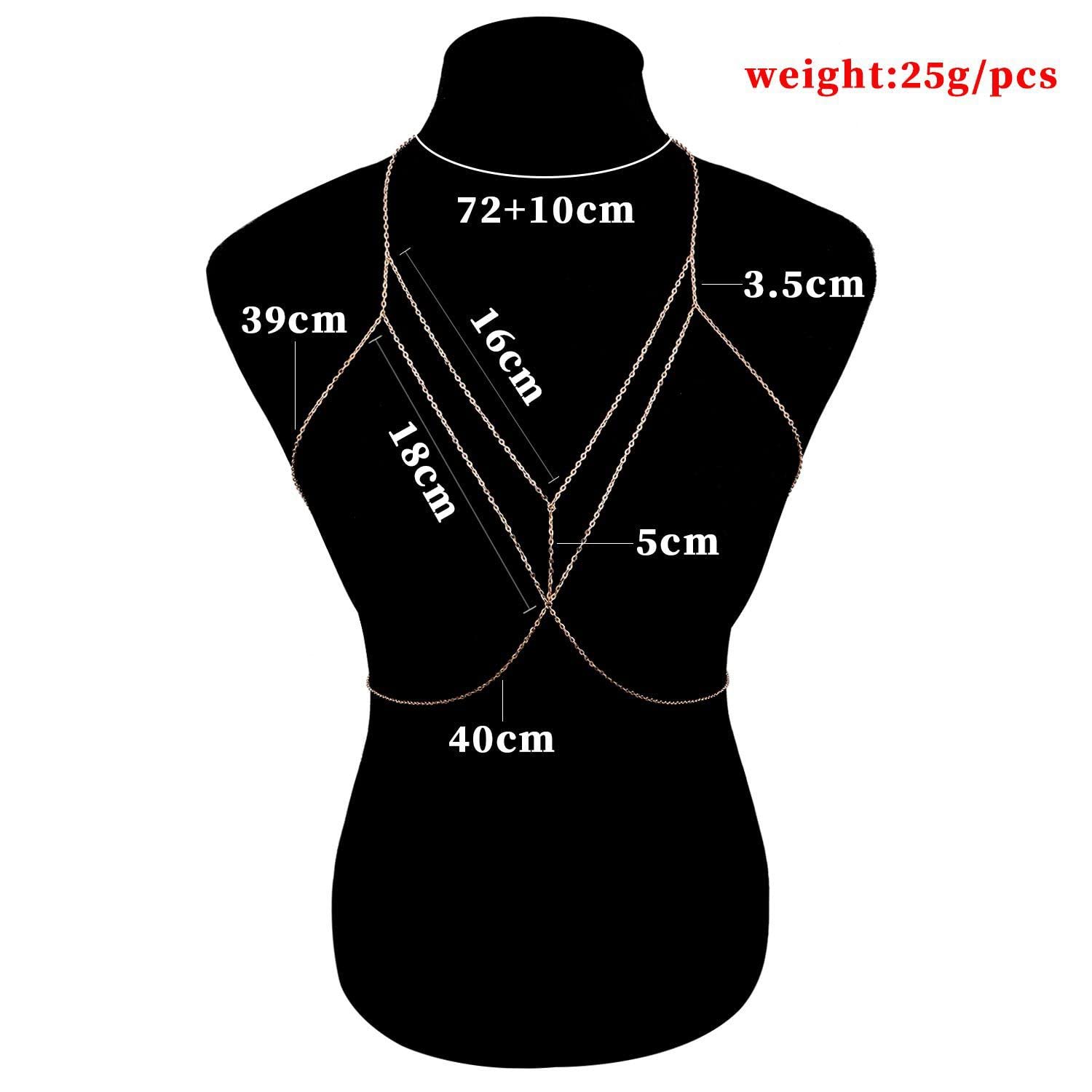 Jovono Fashion Body Chain Necklace - Sexy Belly Wire Harness Jewelry for Women & Girls - Perfect for Bikini, Beach, Party & Festival Outfits