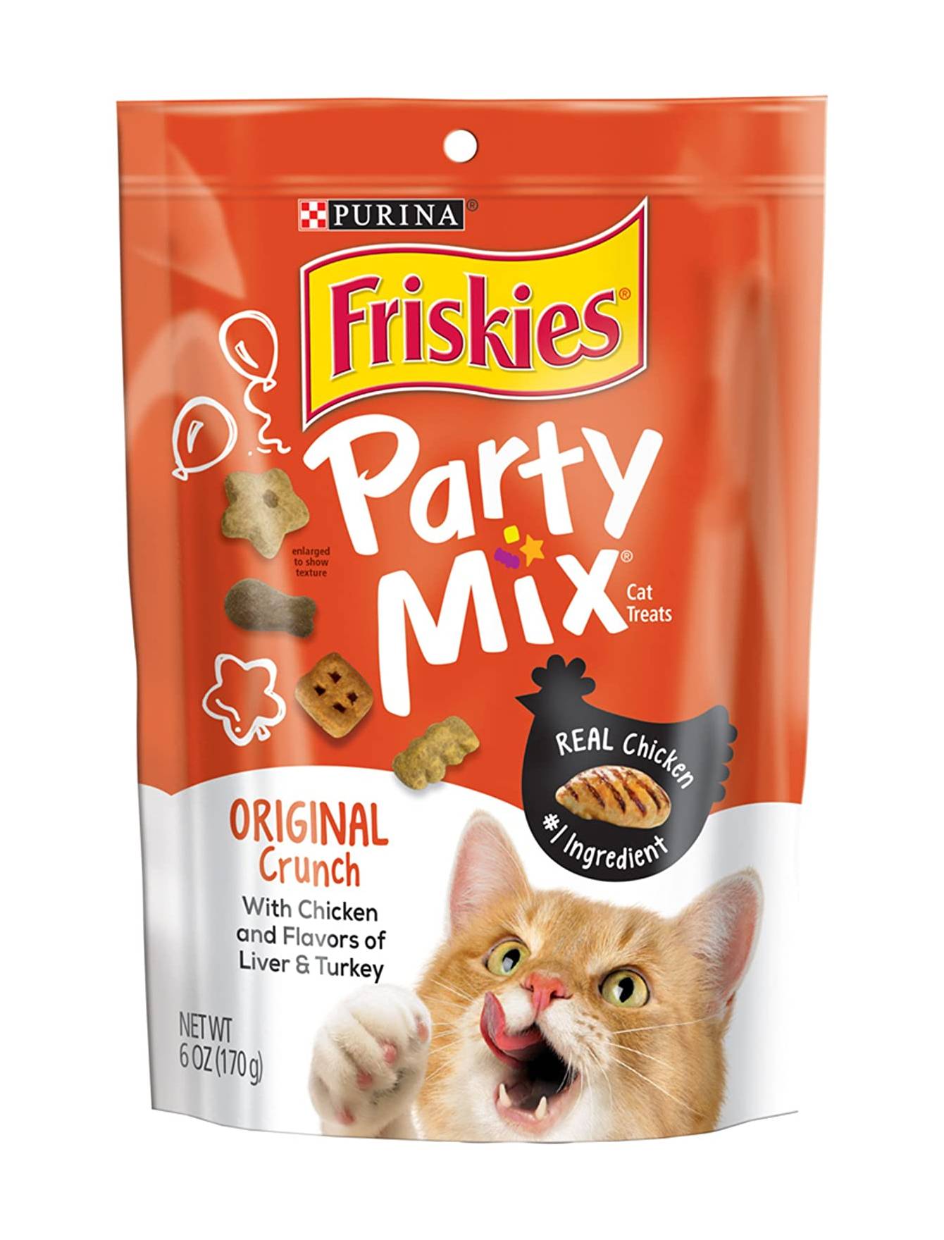 Friskies Party Mix Original Crunch Cat Treats 60g - Irresistible Crunchy Snacks for Cats - Perfect for Training, Rewards & Playtime