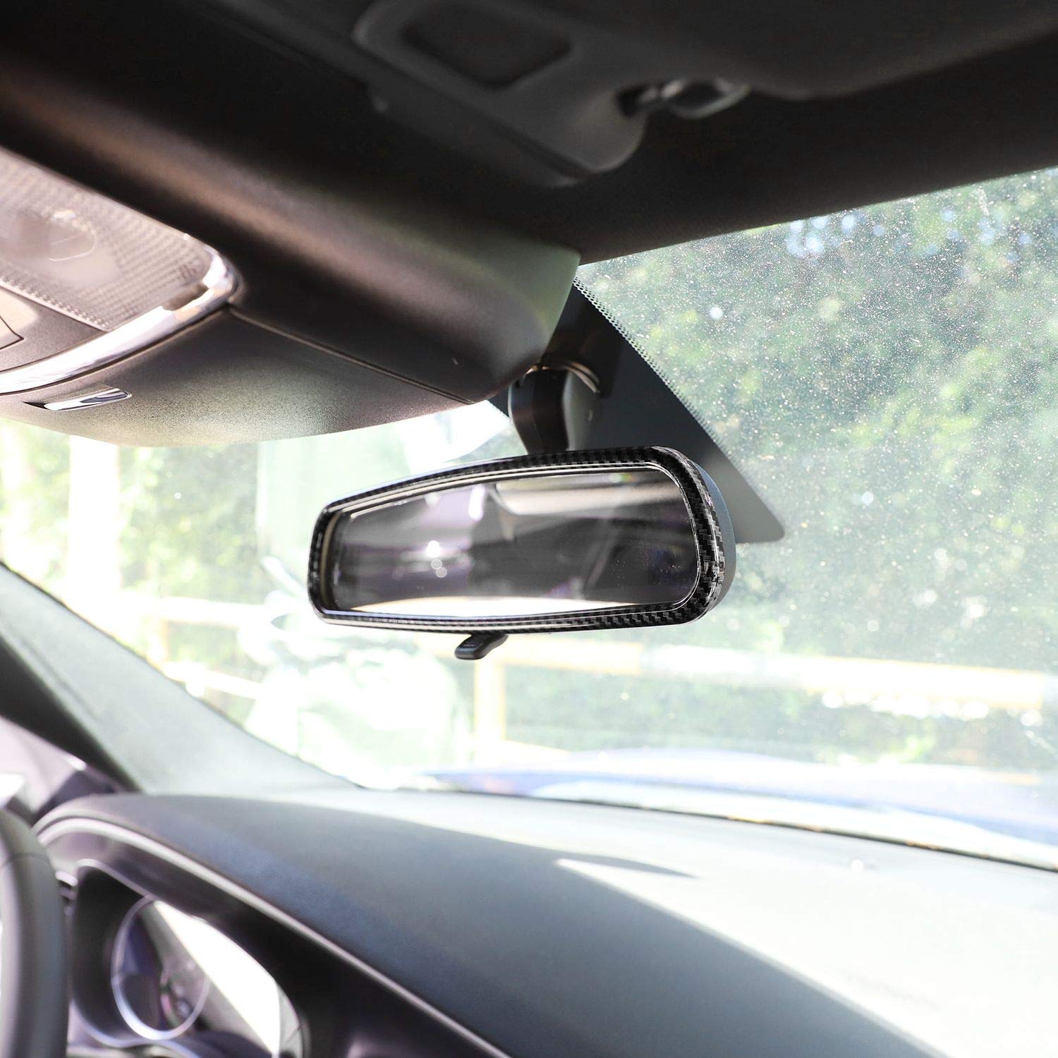 ABS Carbon Fiber Rearview Mirror Cover Trim for 2010-2019 Dodge Charger - Interior Accessory - 1pc - Enhances Style & Protection for Daily Driving & Car Shows