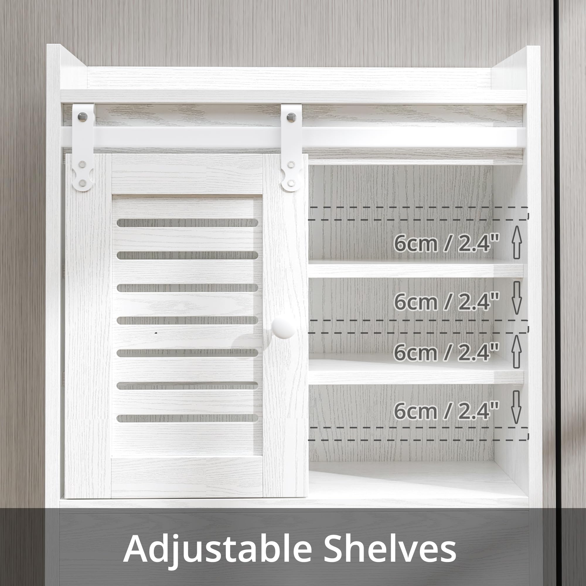 IRONCK 6-Tier Over The Toilet Storage Rack with Cabinet & Drawer - Adjustable Bathroom Organizer Shelves with Sliding Door, Paper Hook - White Space Saver for Small Bathrooms, Apartments & Dorm Rooms