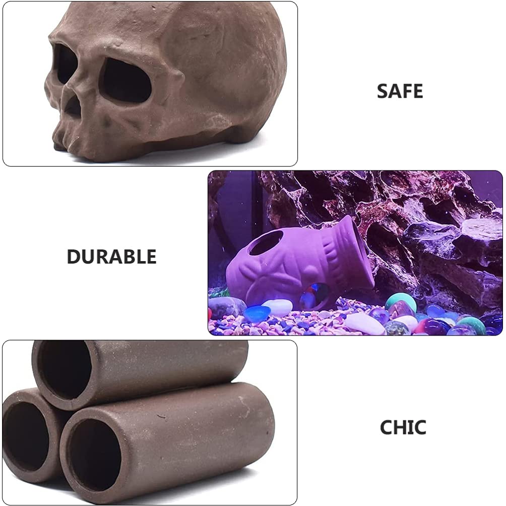 Balacoo 3-Piece Clay Pot Aquarium Decor Set - Fish Tank Ornaments, Shrimp Hide Cave & Aquatic Hideout for Cichlids, Betta Fish - Natural Decorative Pottery for Freshwater & Saltwater Tanks - Perfect for Aquascaping & Creating Natural Habitats