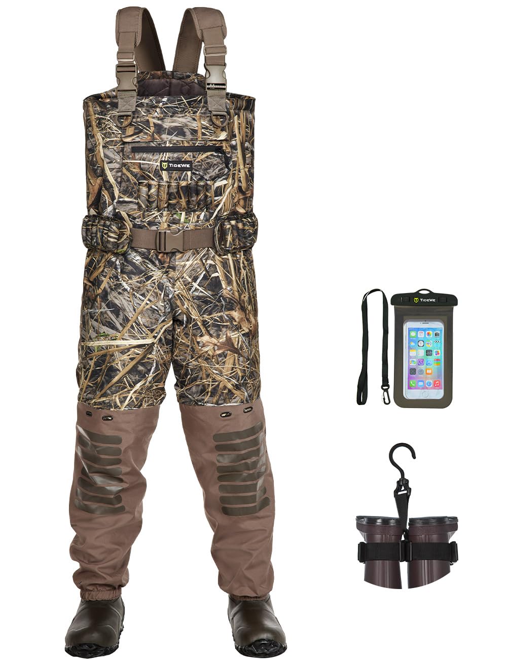 TIDEWE Breathable Chest Wader - 1600G Insulated Waterproof Hunting Waders with Steel Shank Boots & 200G Thermal Liner for Fly Fishing, Duck Hunting, and Outdoor Adventures