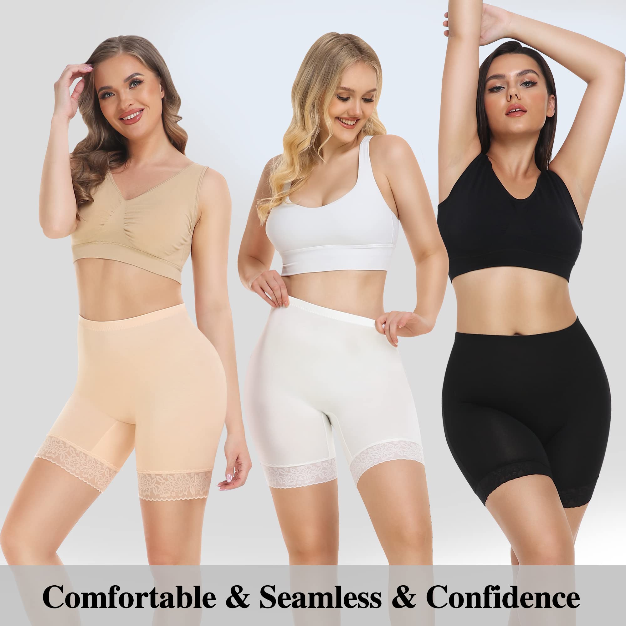 Yeblues Women’s Stretchy Lace Slip Shorts - Anti-Chafing Mid-Thigh Underwear for Under Dresses | Soft & Comfortable for Everyday Wear, Travel & Summer Outfits