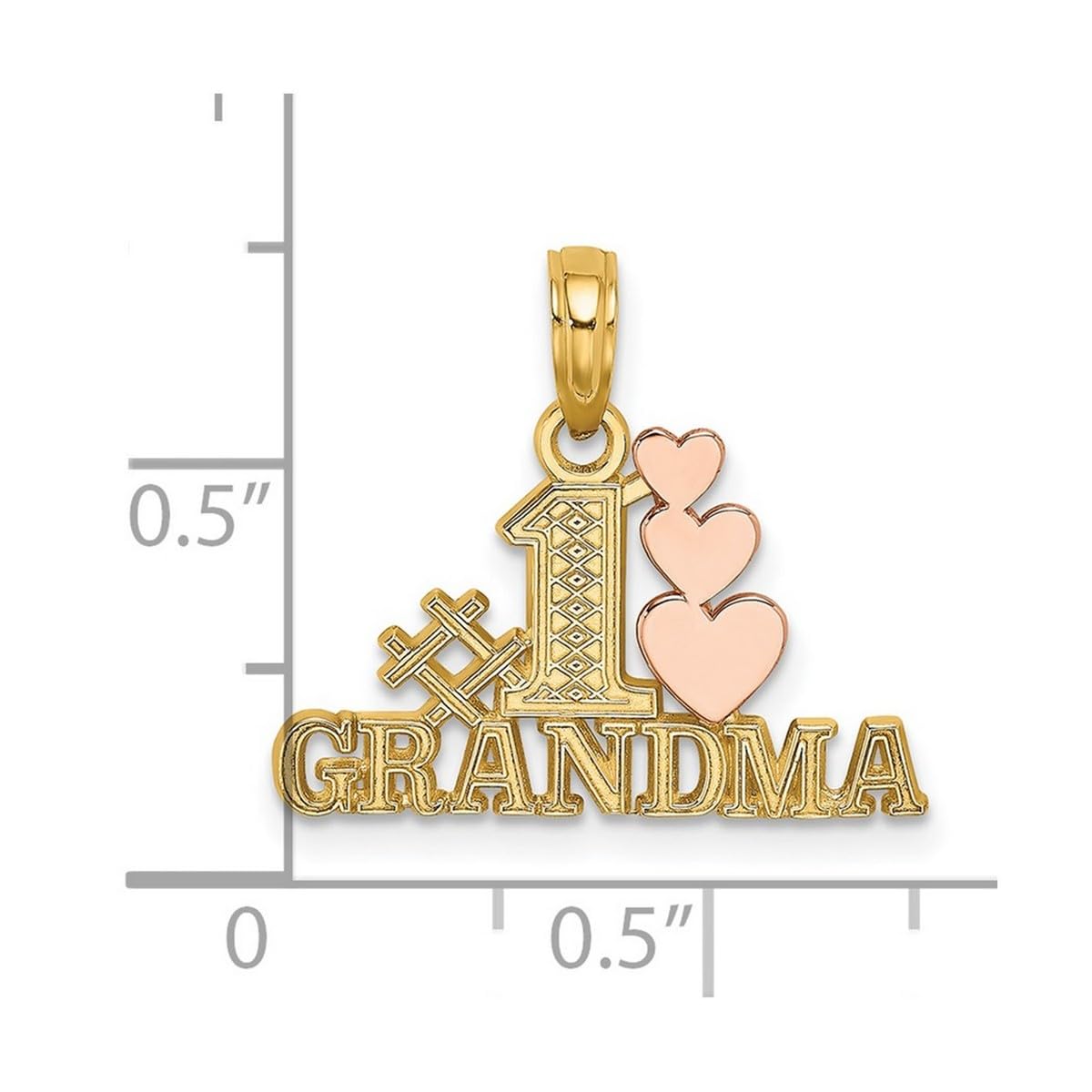 14K Two-Tone Gold Number 1 Grandma Necklace with Three Pink Heart Pendants - Elegant Jewelry Gift for Women, Mothers & Grandmothers - Perfect for Birthdays, Mother's Day & Anniversary Celebrations