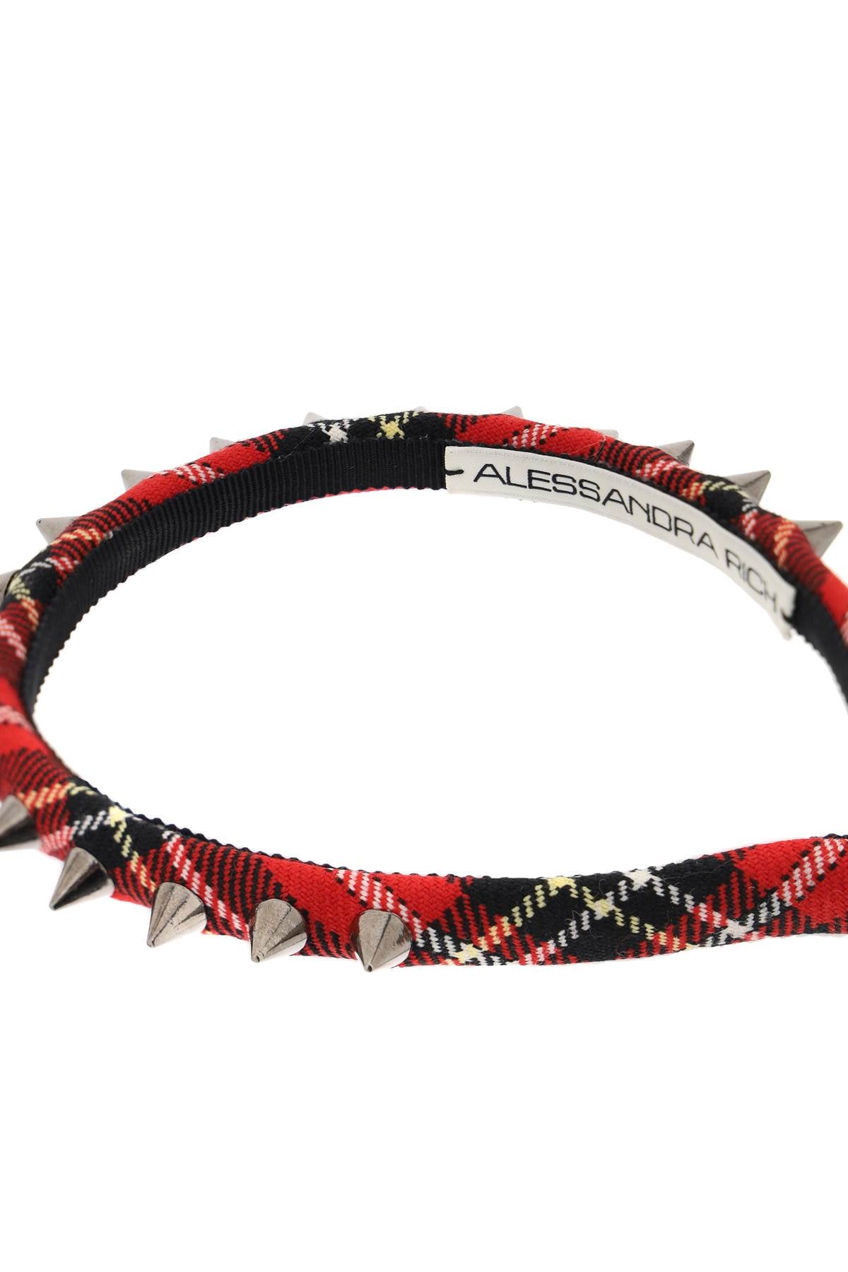 Alessandra Rich Tartan Headband with Spikes - Stylish Punk Rock Hair Accessory for Concerts, Parties & Fashion Statements