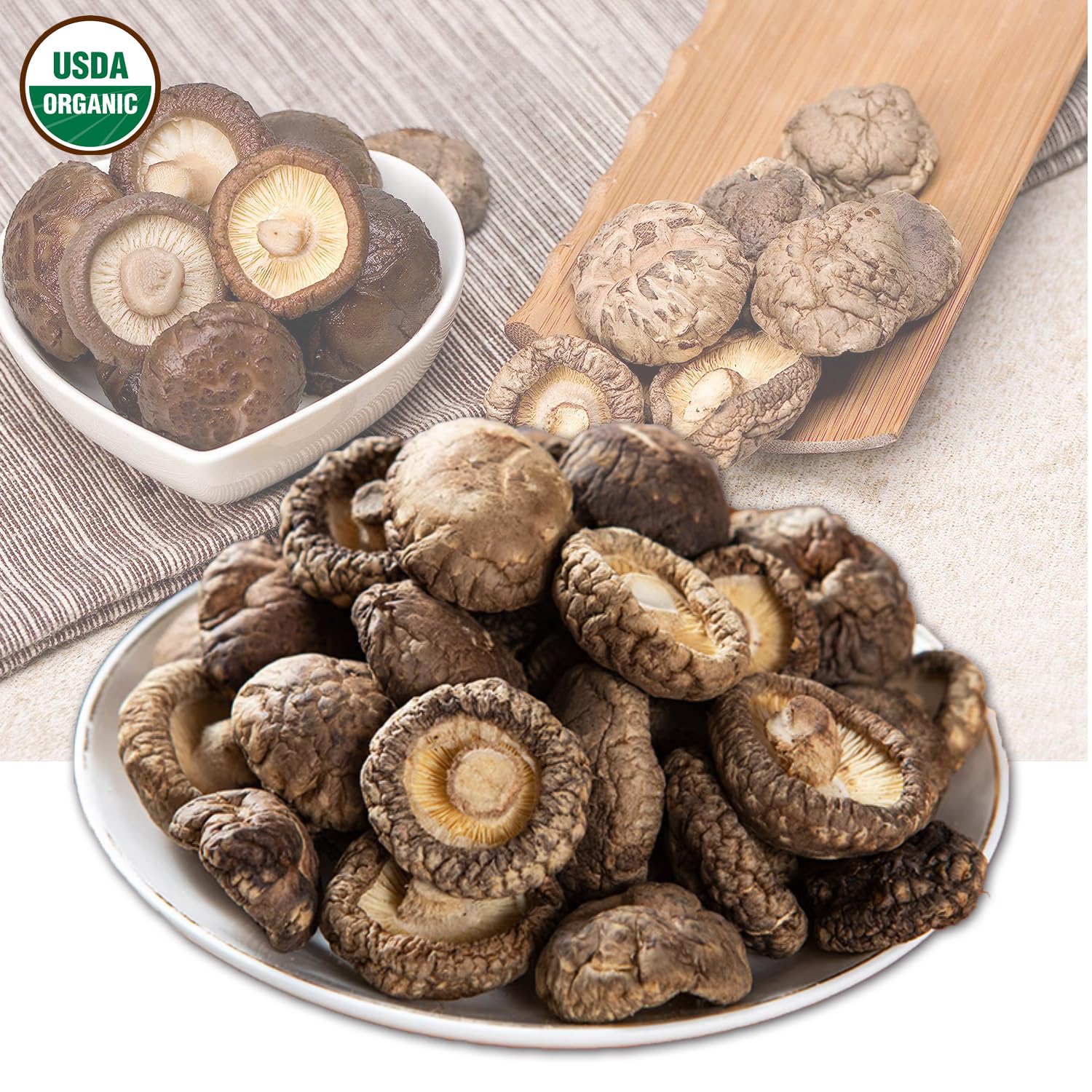 USDA Organic Dried Shiitake Mushrooms - Healthy Vegan Mushroom Chips Snack for Weight Loss & Keto Diet | Perfect for On-the-Go, Movie Nights & Camping Trips