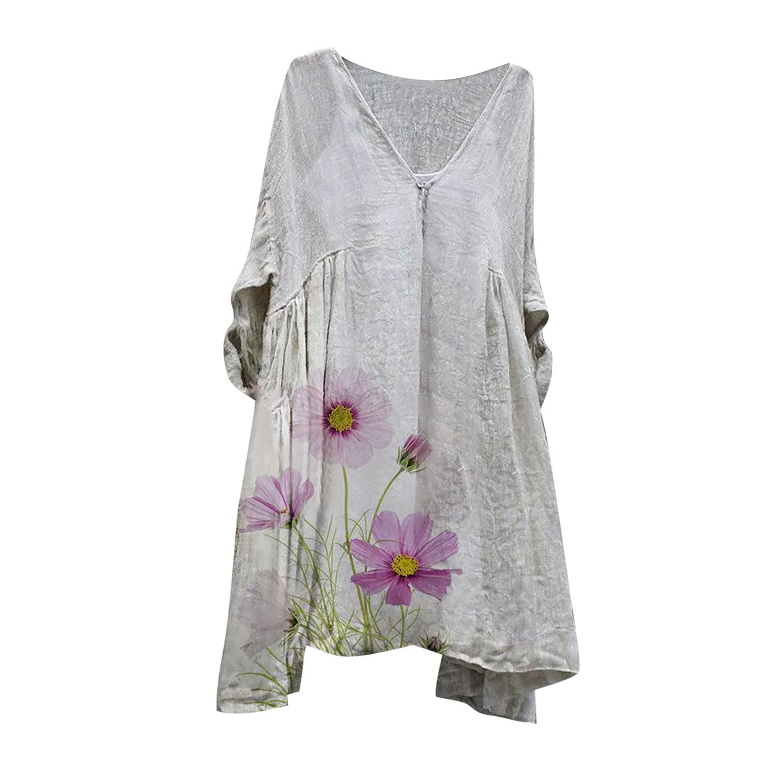 Women's Casual Summer Dresses - Flowy Beach Sundress in Retro Style, Plus Size 3/4 Sleeve for Vacation, Pool Party & Outdoor Date