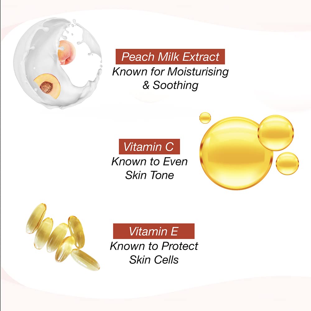 LAKMÉ Peach Milk Moisturizer Body Lotion - 60ml Hydrating & Nourishing Cream for Dry Skin | Perfect for Daily Moisturizing, After Shower Care & Travel Skincare