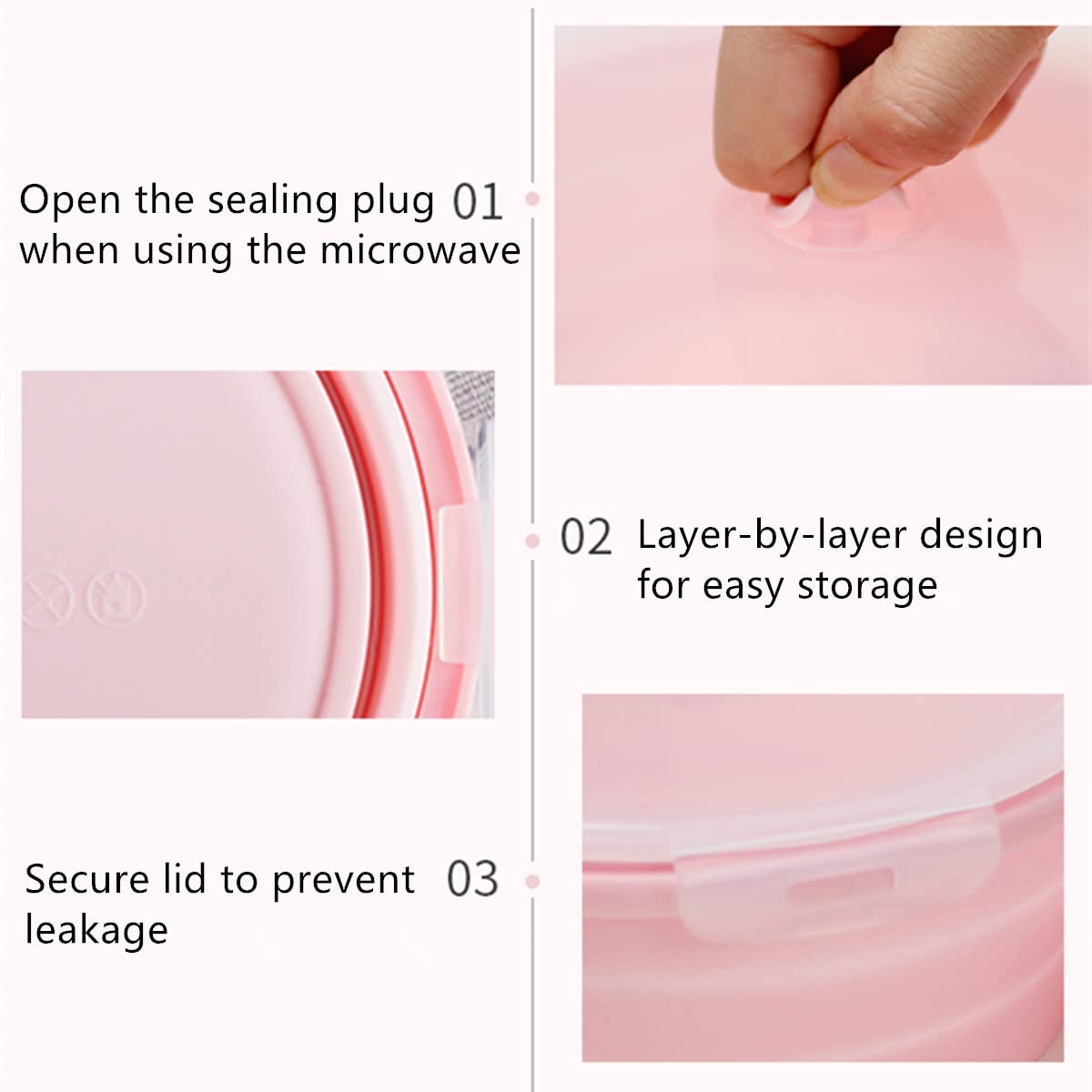 Collapsible Silicone Bowls for Camping - Set of 4 Round BPA-Free Food Storage Containers with Lids | Microwave, Freezer & Dishwasher Safe | RV Kitchen Organization & Travel Accessories | Perfect for Picnics, Hiking & Outdoor Dining (Pink)