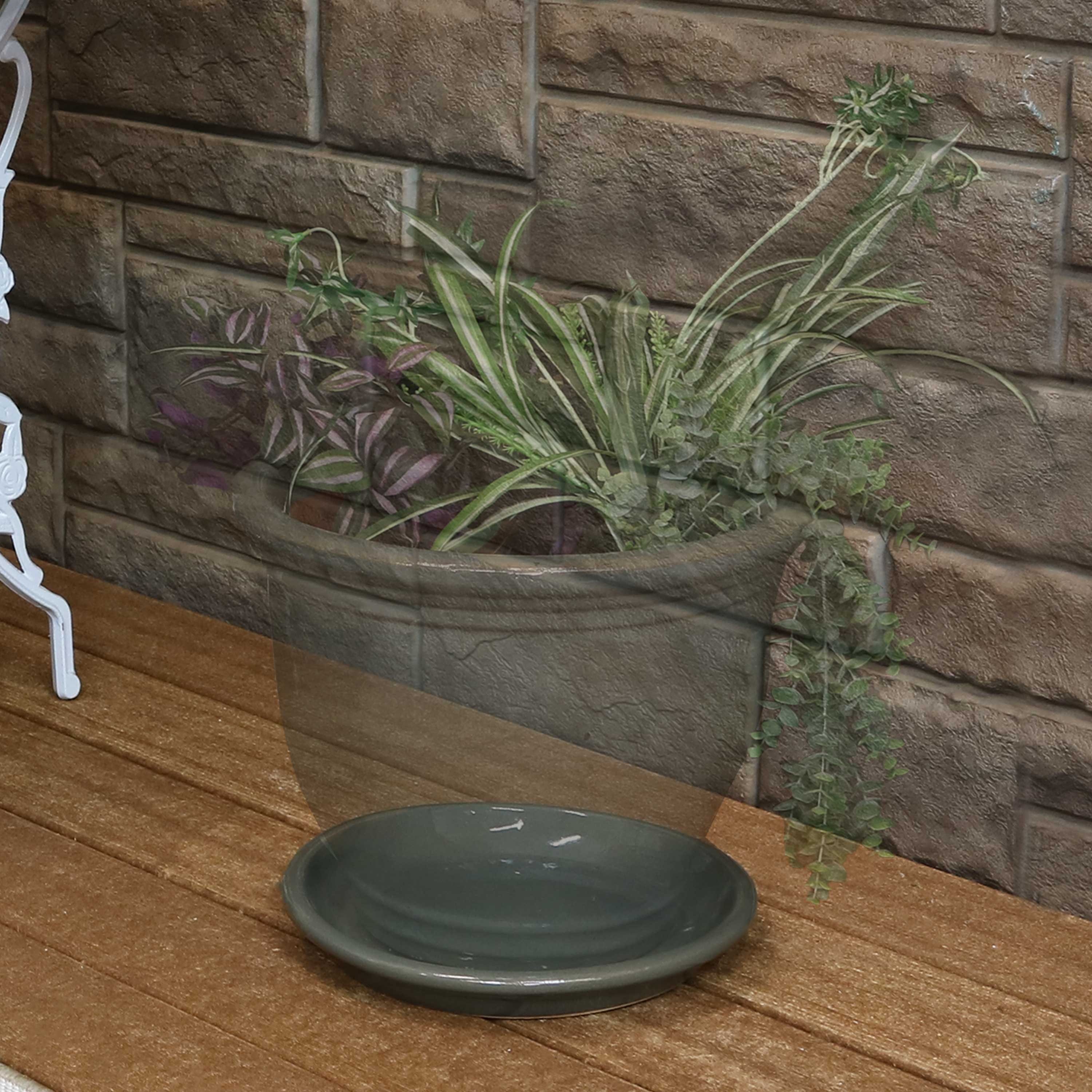 Sunnydaze 4-Pack Glazed Ceramic Plant Saucers for Indoor & Outdoor Potted Plants – Perfect for Home, Garden, and Patio Decor