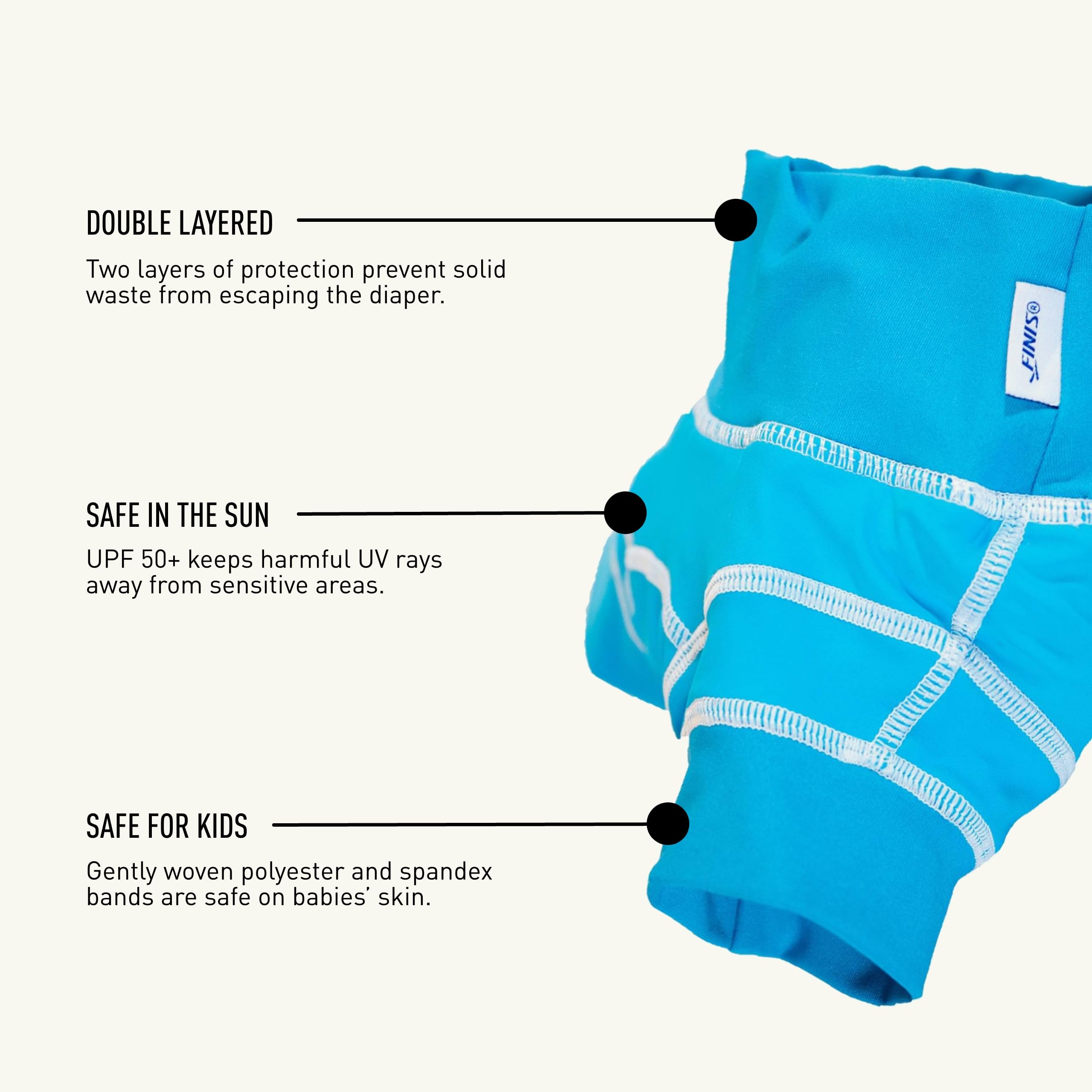 FINIS Double Swim Diaper Caribbean XL - Reusable Swim Diaper for Babies & Toddlers, Leak-Proof & Quick-Dry, Perfect for Pool, Beach & Water Play