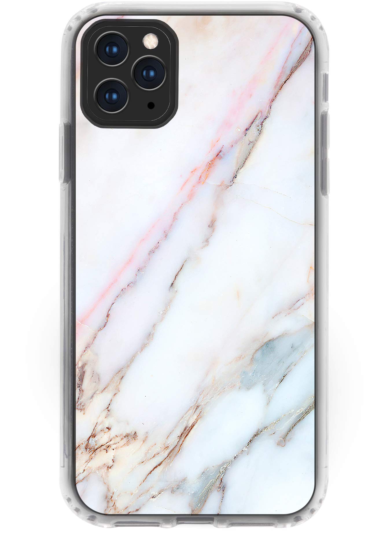Casery iPhone 11 Pro Max Case - Slim Clear White Marble Design with Military-Grade Drop Protection | Shockproof & Scratch-Resistant | Perfect for Daily Use, Travel & Outdoor Activities