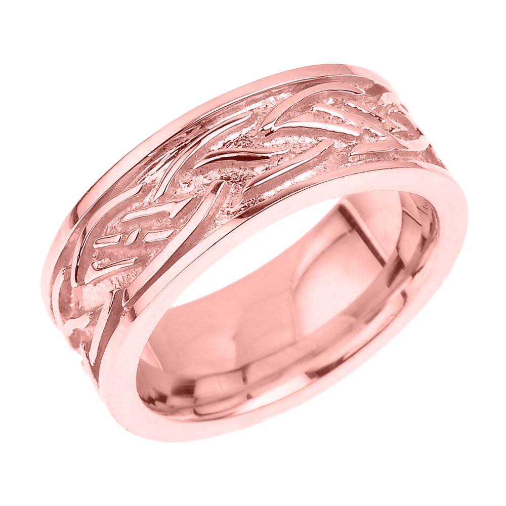 14K Rose Gold Celtic Wedding Band for Men - Handcrafted Irish Knot Design, Durable & Comfortable - Perfect for Weddings, Anniversaries & Special Occasions