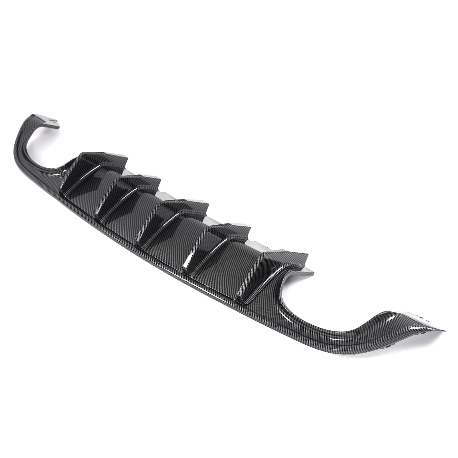 **FREEMOTOR802 Carbon Fiber Rear Bumper Diffuser Lip Shark Fins for 2015-2023 Dodge Charger Quad Exhaust - IKON V1 Style PP Material (2PCS) - Upgrade Your Ride with Sporty Look**    *(Perfect for car enthusiasts looking to enhance their Dodge Charger's rear styling with a sleek, aggressive carbon fiber design.)*