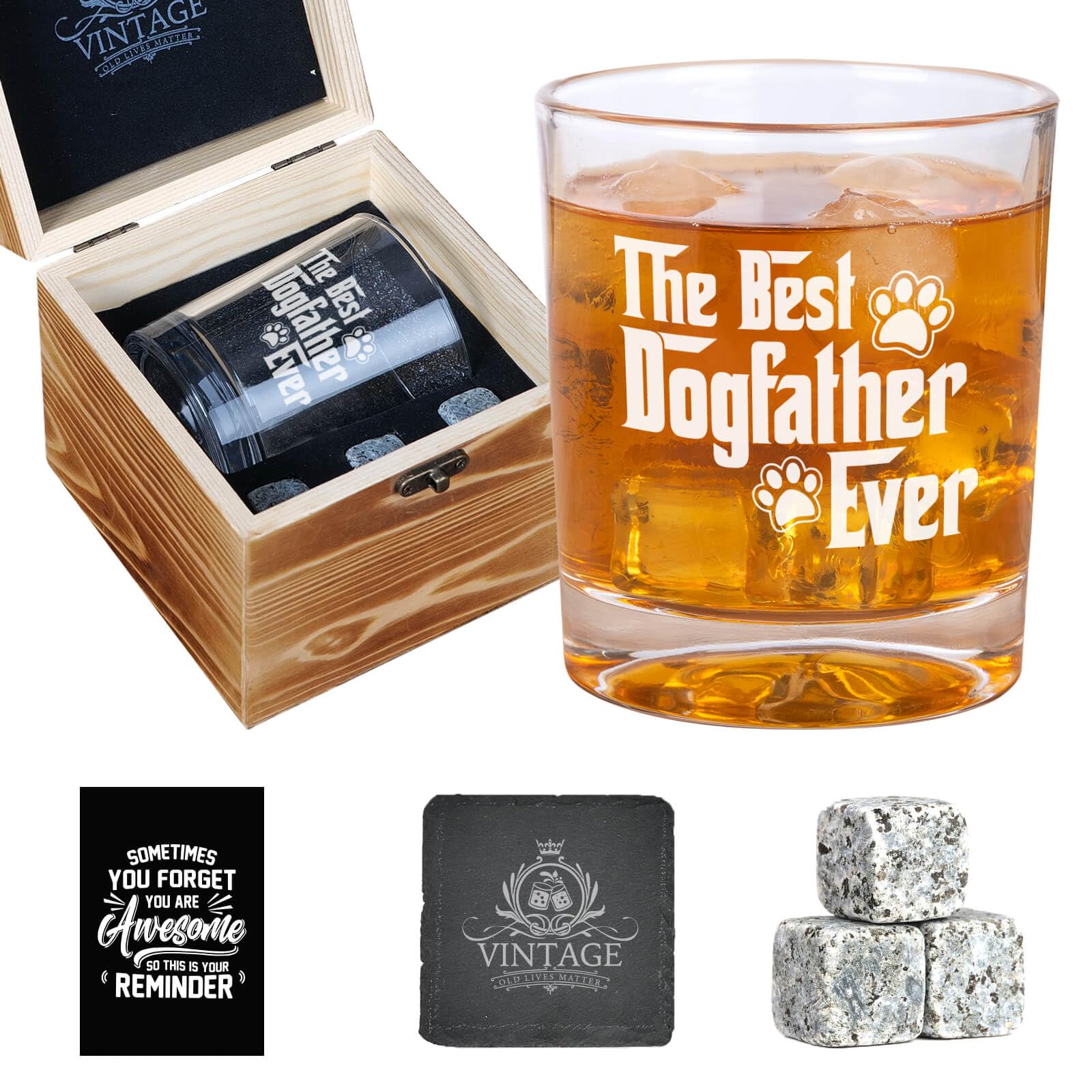 Funny Dog Dad Whiskey Glasses - Personalized Gifts for Dog Lovers, Cool Christmas Present for Men - Perfect for Father's Day, Birthday & Dog Owner Appreciation