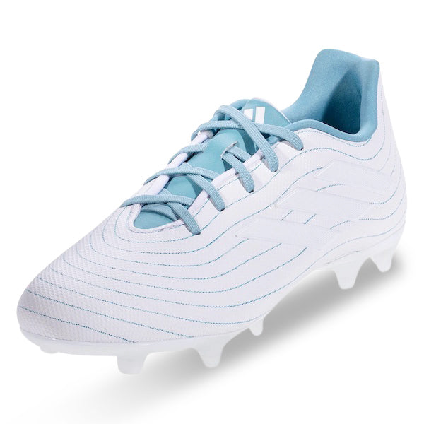 Adidas Copa Pure.3 FG Soccer Cleats for Men - White/Grey/Blue | Firm Ground Football Shoes for Outdoor Matches & Training Sessions