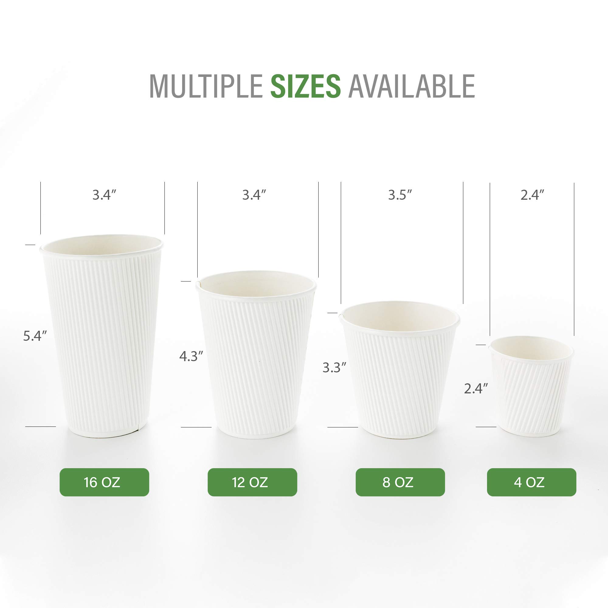 16oz Disposable Coffee Cups - 25 Pack Insulated Ripple Wall Paper Cups for Hot Beverages | Rolled Rim, White Design | Perfect for Coffee, Tea, Cocoa in Cafes, Offices & Events (Lids Sold Separately)