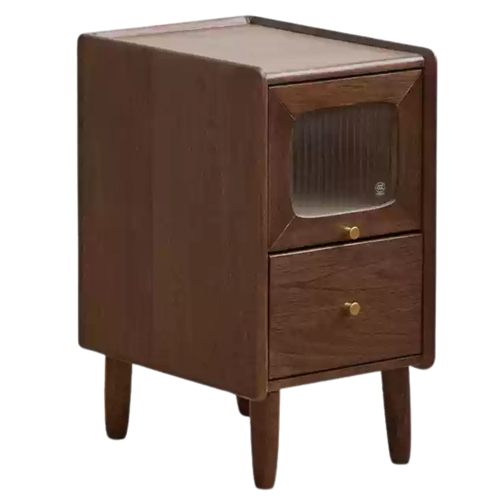 Solid Black Walnut Nightstand - Ultra Narrow Bedside Table with Calpa Wood - Perfect for Small Spaces, Apartments & Modern Bedrooms