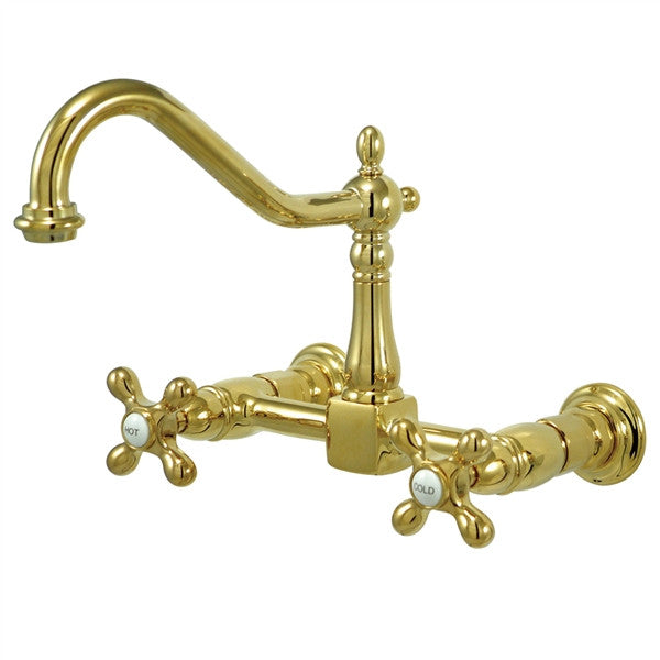 Heritage Wall Mount Kitchen Faucet - Brushed Nickel Pull Down Sprayer, High Arc Commercial Style for Farmhouse Sink - Perfect for Modern Kitchens, Restaurants & RV Use