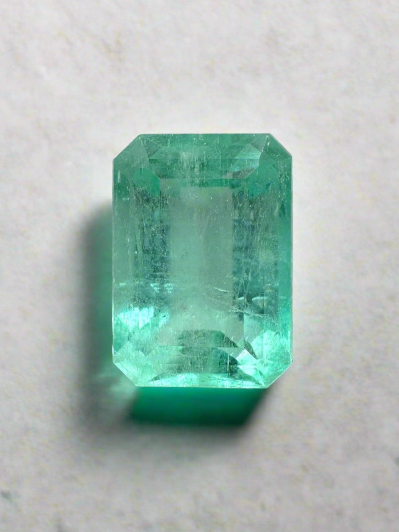 3.54 Carat 11x8mm Seafoam Green Natural Loose Colombian Emerald Gemstone - Emerald Cut for Jewelry Making, Engagement Rings & Luxury Gifts