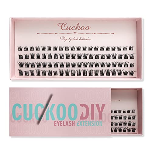 Cuckoo Cluster Lashes - 3D Fluffy False Eyelash Extensions (80 Pcs) | DIY C Curl Mixed Length Lashes (9mm,12mm,15mm) for Volume & Natural Look | Perfect for Daily Wear, Parties & Special Occasions