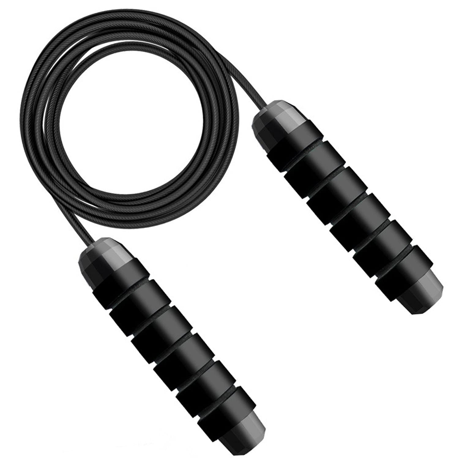 Tangle-Free Jump Rope with Ball Bearings - Adjustable Speed Rope with Memory Foam Anti-Skid Handles for Men & Women - Perfect for Aerobic Exercise, Cardio Workouts, Home Fitness & Cross Training