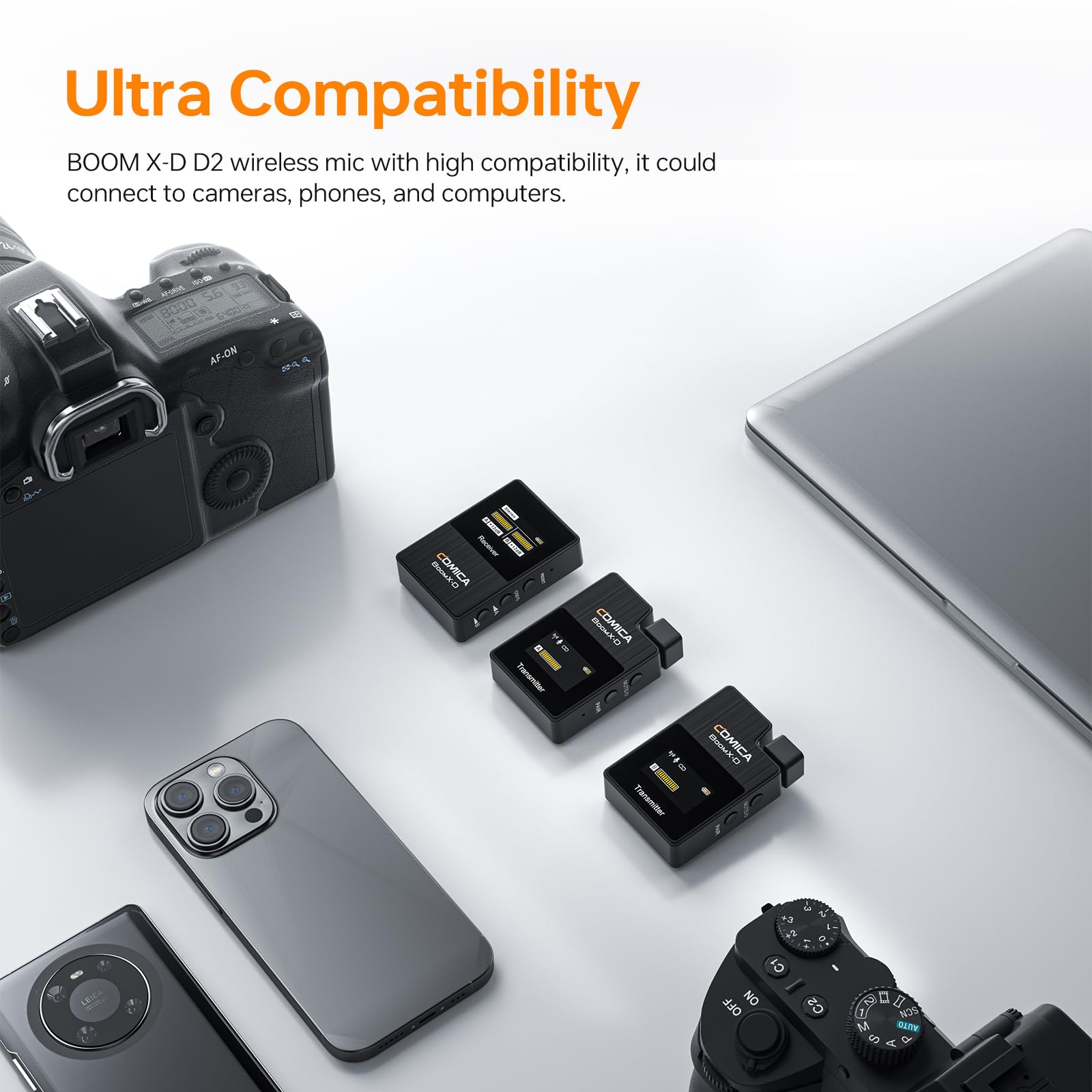 Comica BoomX-D2 Wireless Lavalier Microphone System - Noise Cancelling Lapel Mic for Camera, Smartphone, Laptop with 328ft Range & Low Latency | Perfect for Vlogging, Interviews, Live Streaming & YouTube Content Creation