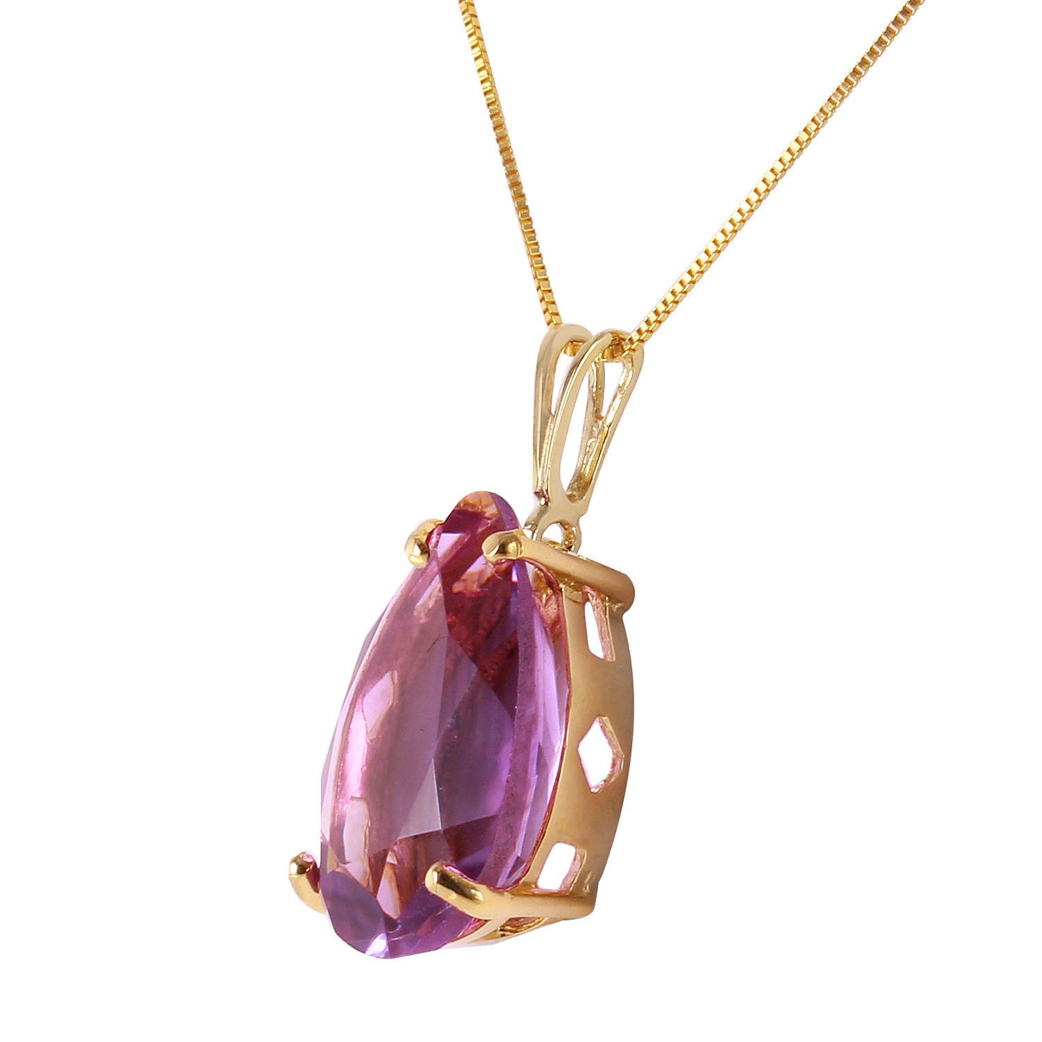 14K Solid Gold Necklace with Natural Amethyst Pendant - 5 Carat Galaxy Gold GG Jewelry for Women, Perfect for Weddings, Anniversaries & Special Occasions
