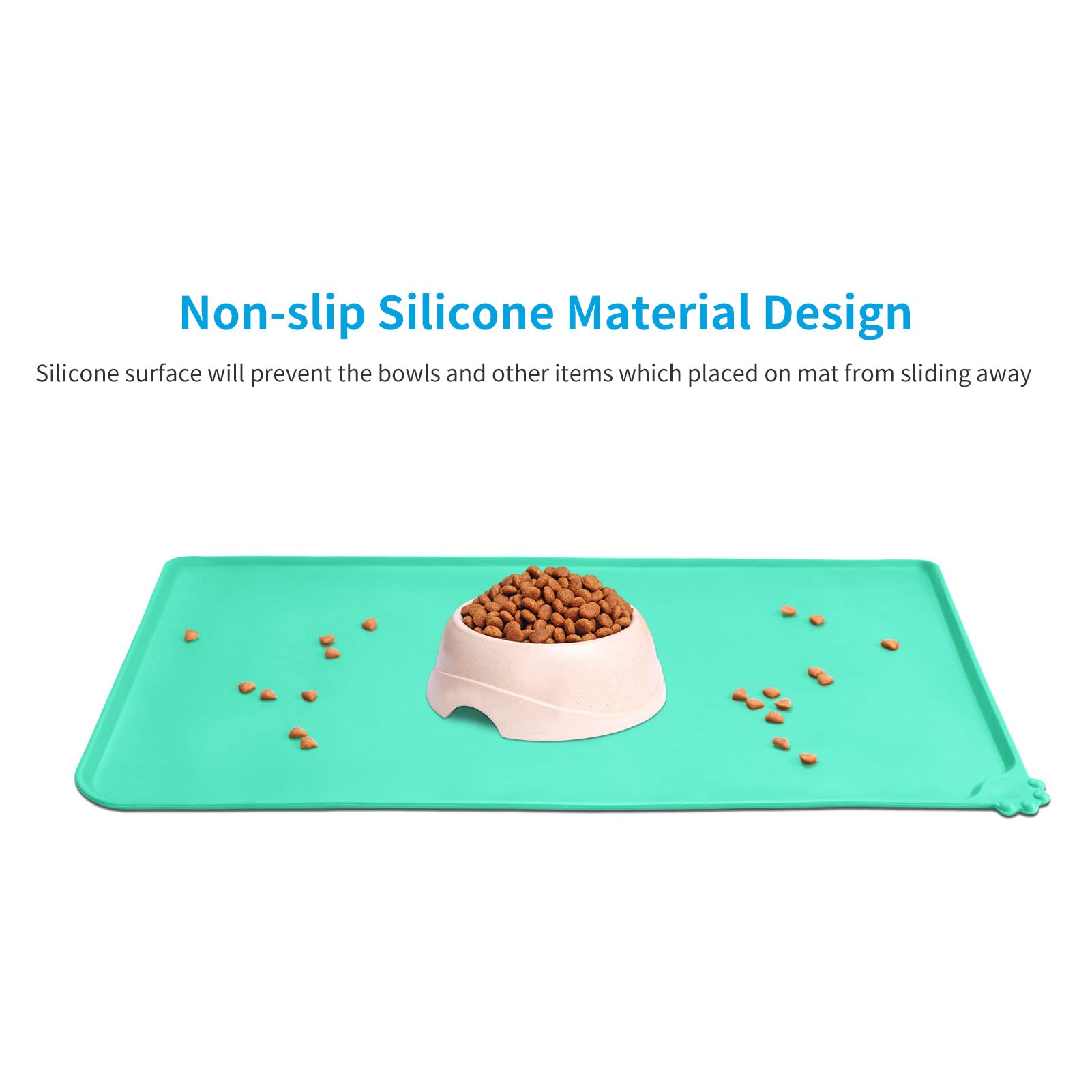 AUDWUD Non-Slip Silicone Pet Feeding Mat - Waterproof Dog Bowl Mat for Food & Water - Perfect for Messy Eaters, Puppy Training & Hard Floor Protection