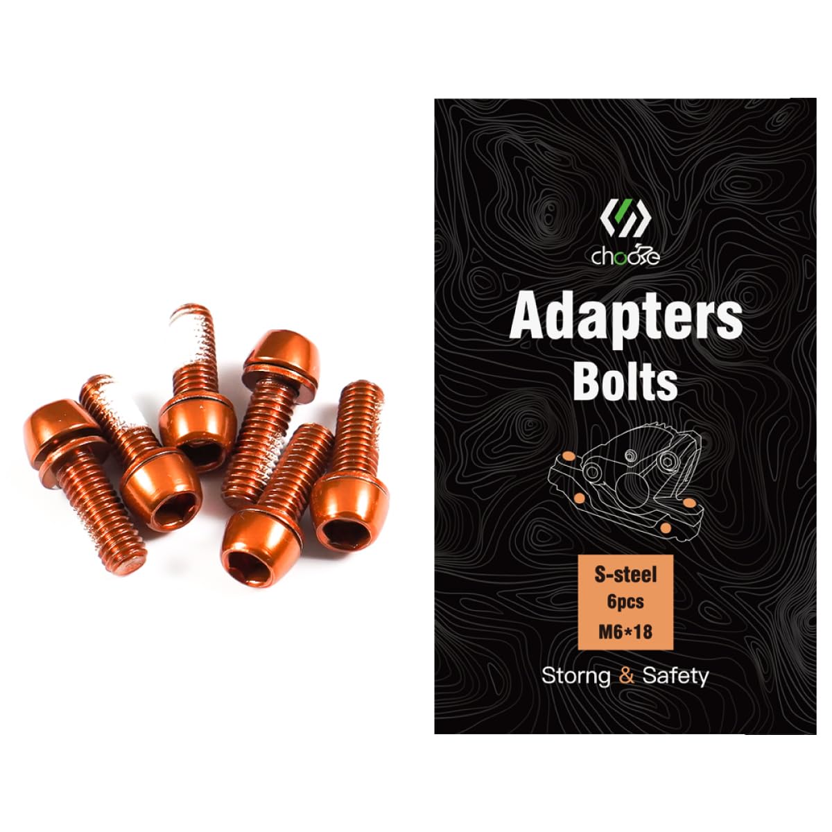 Premium CNC MTB Caliper Bolts - M6x18mm High-Strength Steel Alloy Bike Disc Brake Bolts (6-Piece Set) - Red/Orange/Green/Blue/Rainbow Colors - Perfect for Mountain Biking & Road Cycling Upgrades