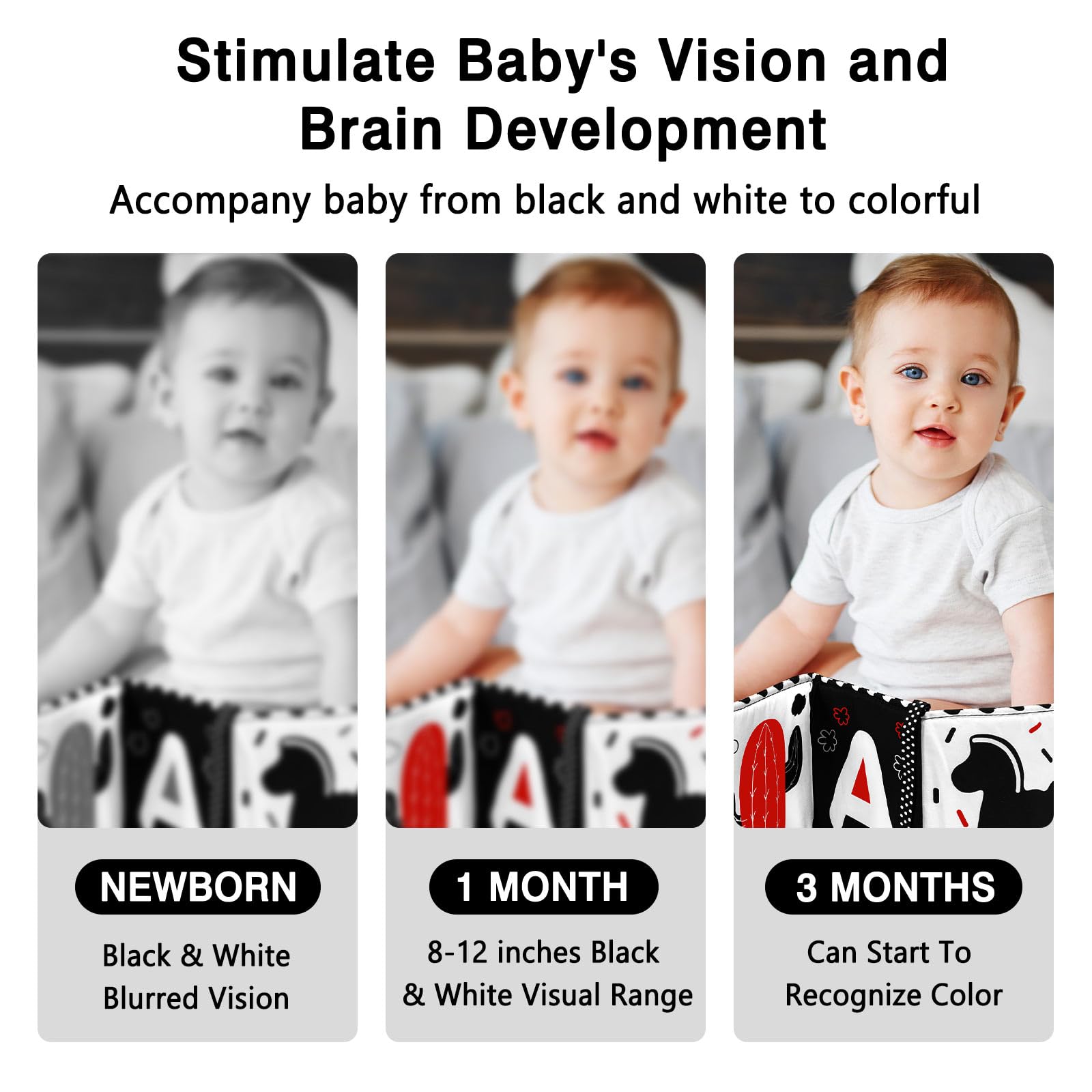 High Contrast Black and White Baby Toys for Newborns 0-6 Months - Soft Sensory Book for Tummy Time, Visual Stimulation & Brain Development - Montessori Learning Toy Gift (Butterfly Design) - Perfect for Early Childhood Education & Newborn Playtime