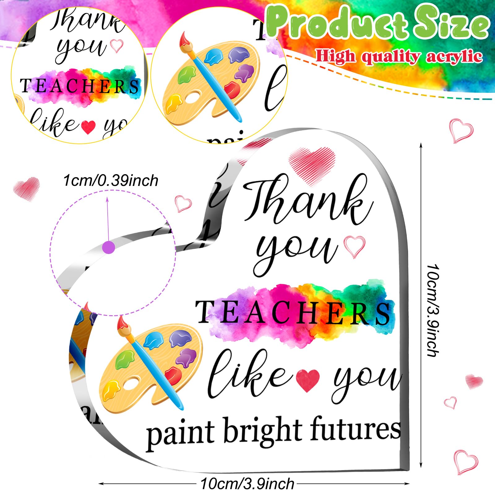 Acrylic Heart-Shaped Teacher Appreciation Gift - Personalized Graduation Keepsake Paperweight with Inspirational Message for Women Educators (3.94 x 3.94 x 0.39 Inches) - Perfect for Classroom Decor, Teacher's Desk, and Thank You Gifts