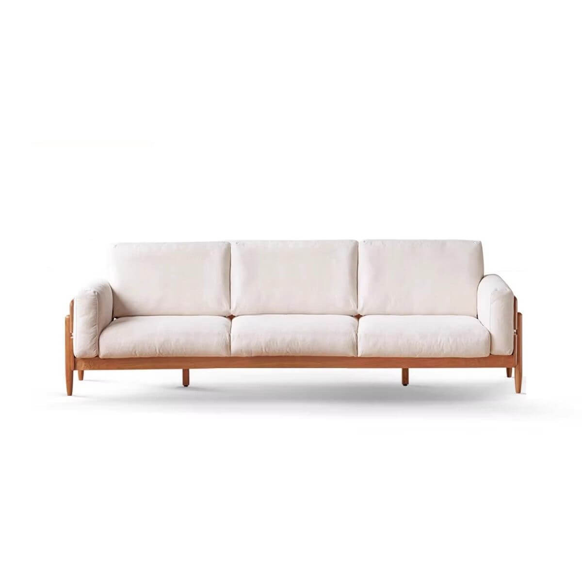 Minimalist 3-Seater Sofa in White, Olive Green & Sepia - Modern Solid Color Couch for Living Room, Lounge & Office