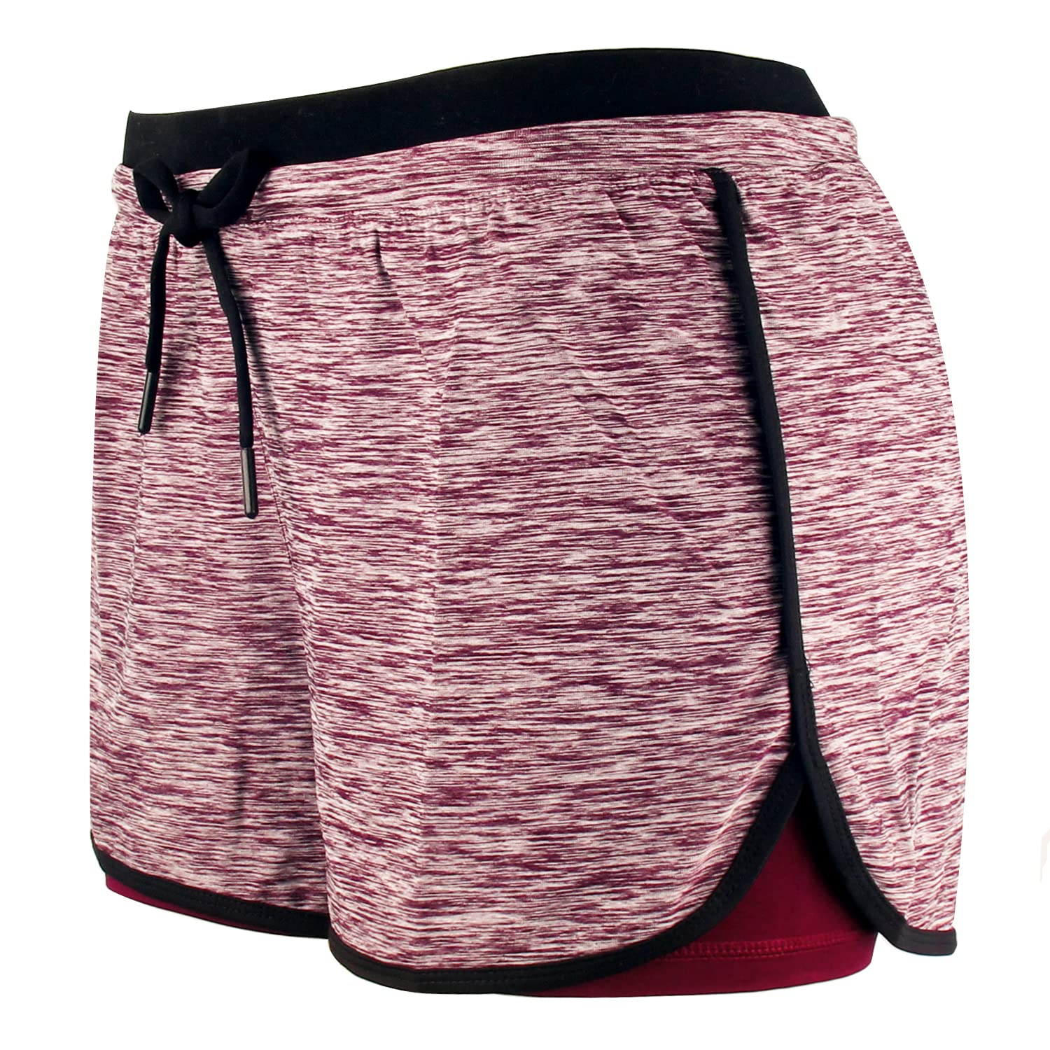 RIBOOM Women's High Waist Running Shorts - Double Layer Workout Shorts for Yoga, Gym & Fitness - Perfect for Jogging, Training & Active Lifestyle