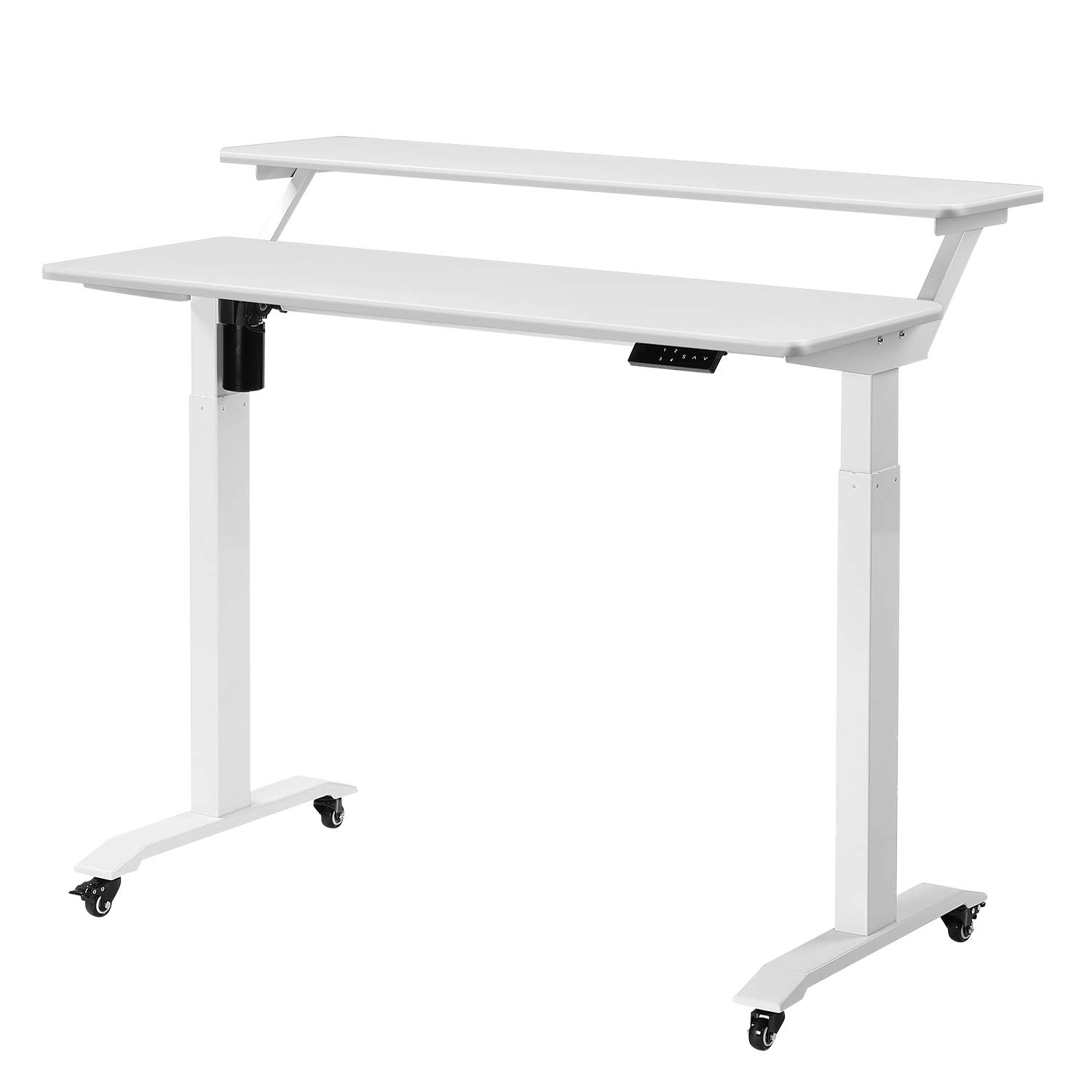 UNICOO Adjustable Standing Desk with Wheels - 2-Tier Mobile Gaming Desk for Home Office & Workstation