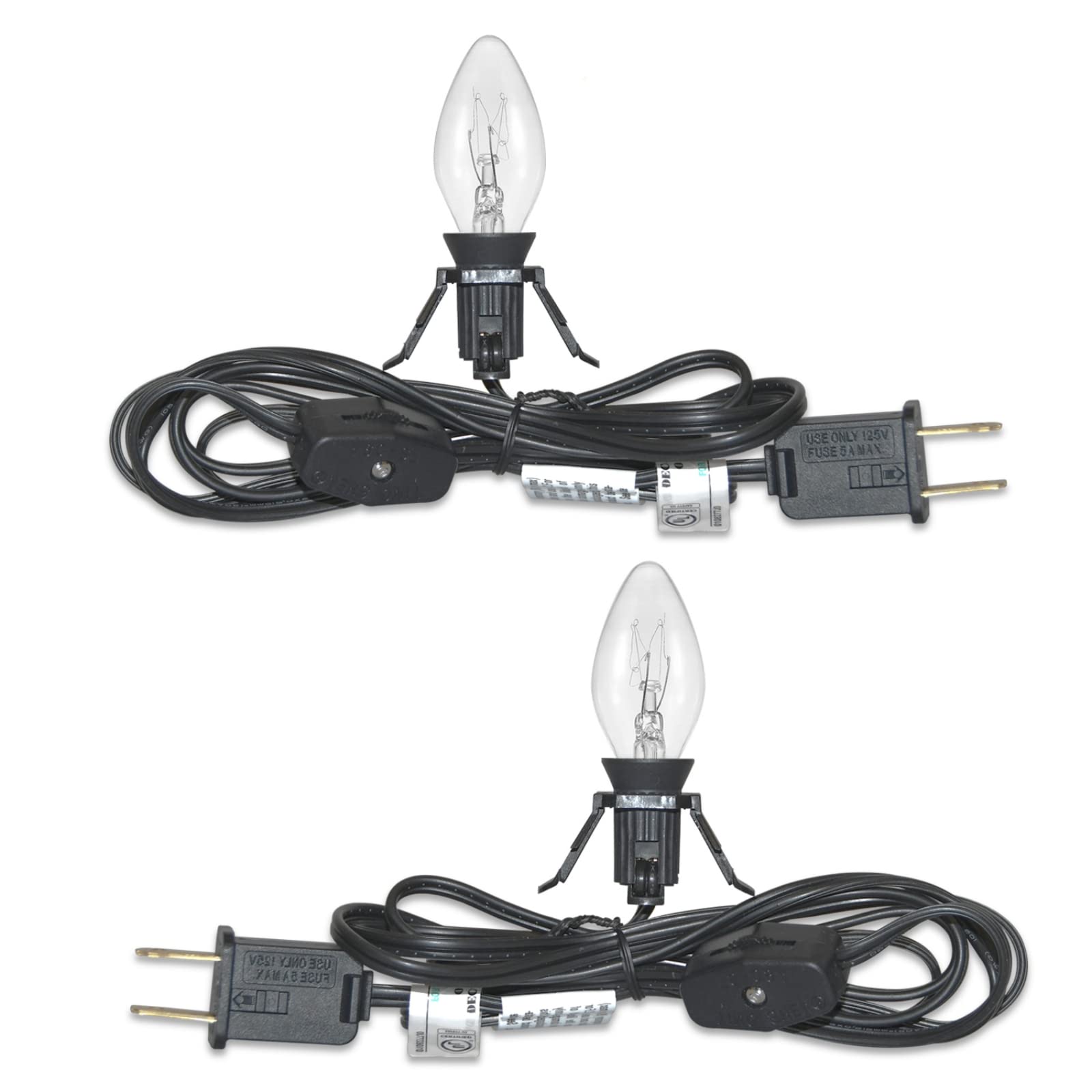 6Ft C7 Indoor/Outdoor String Lights with 5W Cord & Candle Bulbs - 2 Pack Christmas Village Decor for Patio, Garden, Backyard, Bistro, Gazebo | Perfect for Holiday Parties, Wedding Decorations & Cozy Ambiance
