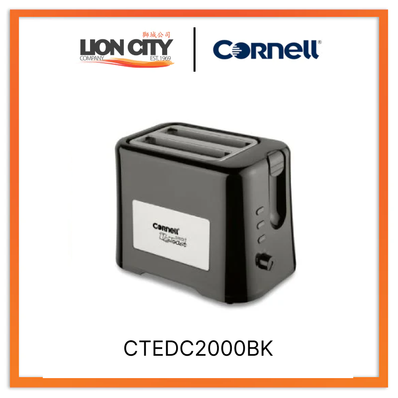 Cornell 2-Slice Pop Up Toaster - CTEDC2000WH (White) & CTEDC2000BK (Black) - Perfect for Breakfast, Dorm Rooms & Small Kitchens