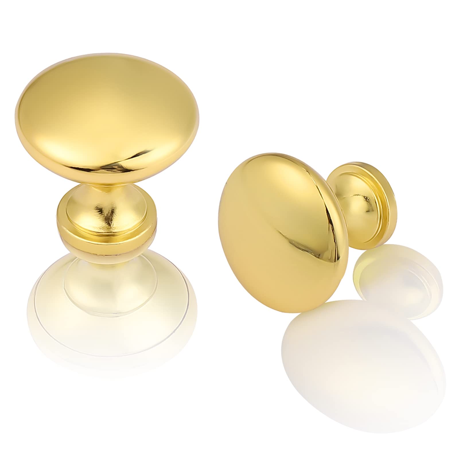 GOBEKOR 5 Pack Gold Cabinet Knobs and Pulls - Round Dresser Knobs for Kitchen Cabinets, Bathroom Vanity, Wardrobe & Furniture Drawers - Elegant Hardware for Home Renovation & DIY Projects