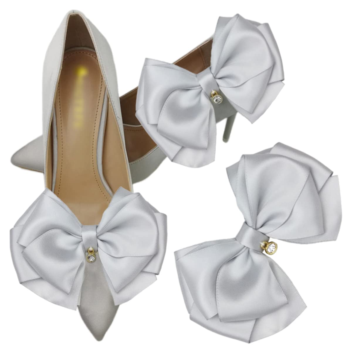 Elegant Rhinestone Bow Shoe Clips - Sparkling Shoe Accessories for Heels, Bags & Dresses (8 Colors) - Perfect for Weddings, Parties & Special Occasions